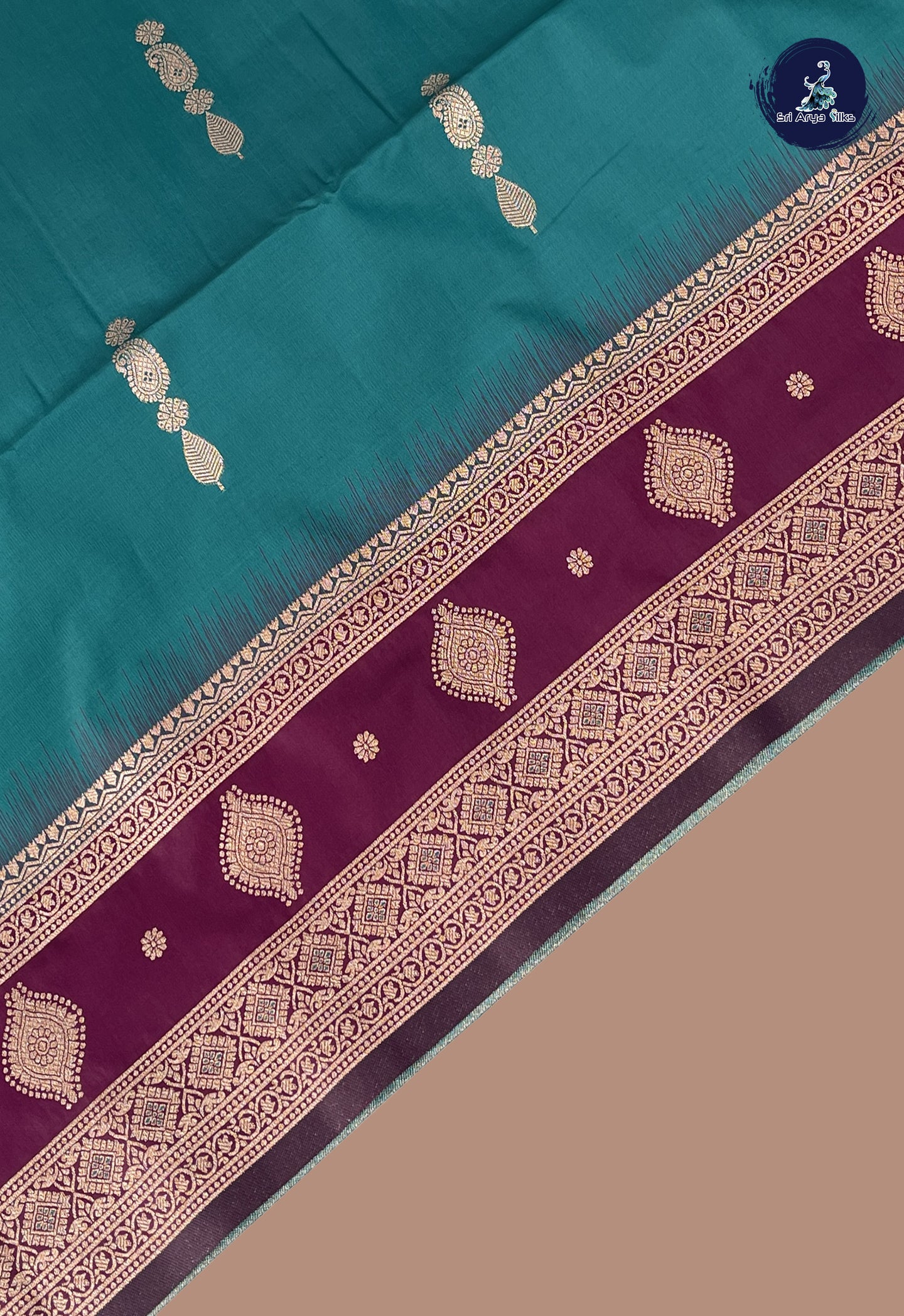 Teal Semi Soft Silk Saree With Zari Buttas Pattern