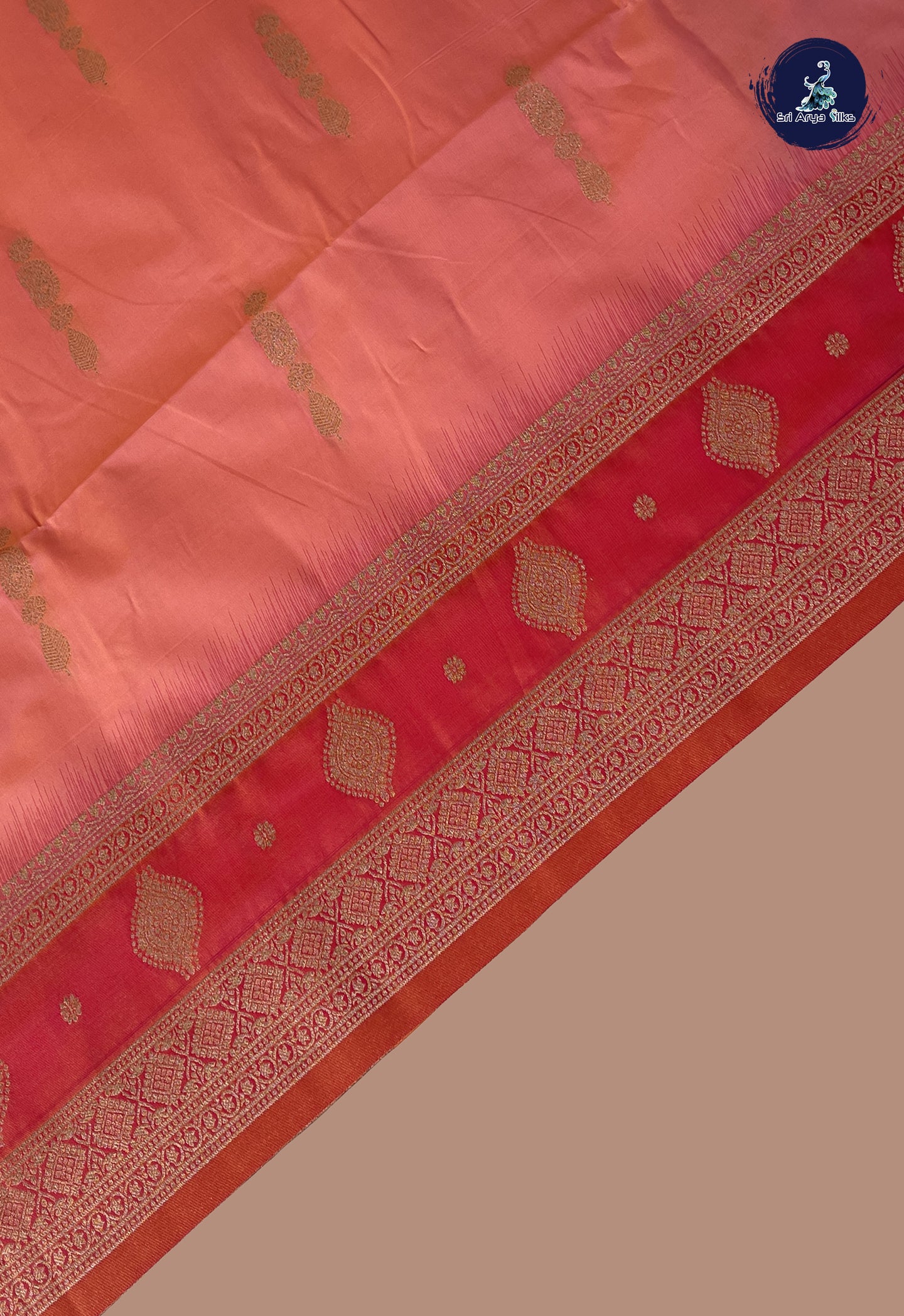 Peach Semi Soft Silk Saree With Zari Buttas Pattern