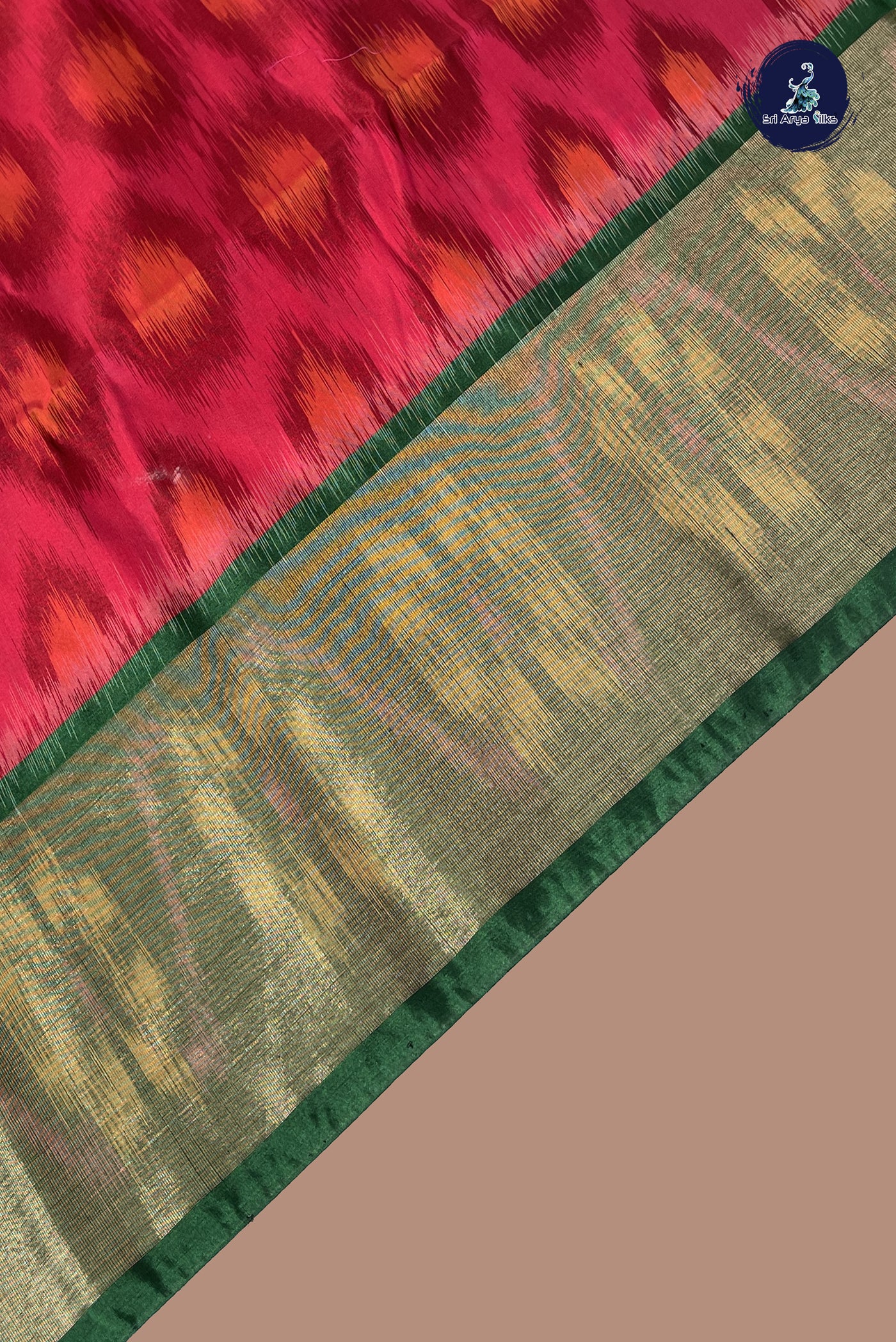 Reddish Pink Semi Soft Silk Saree With Ikat Pattern