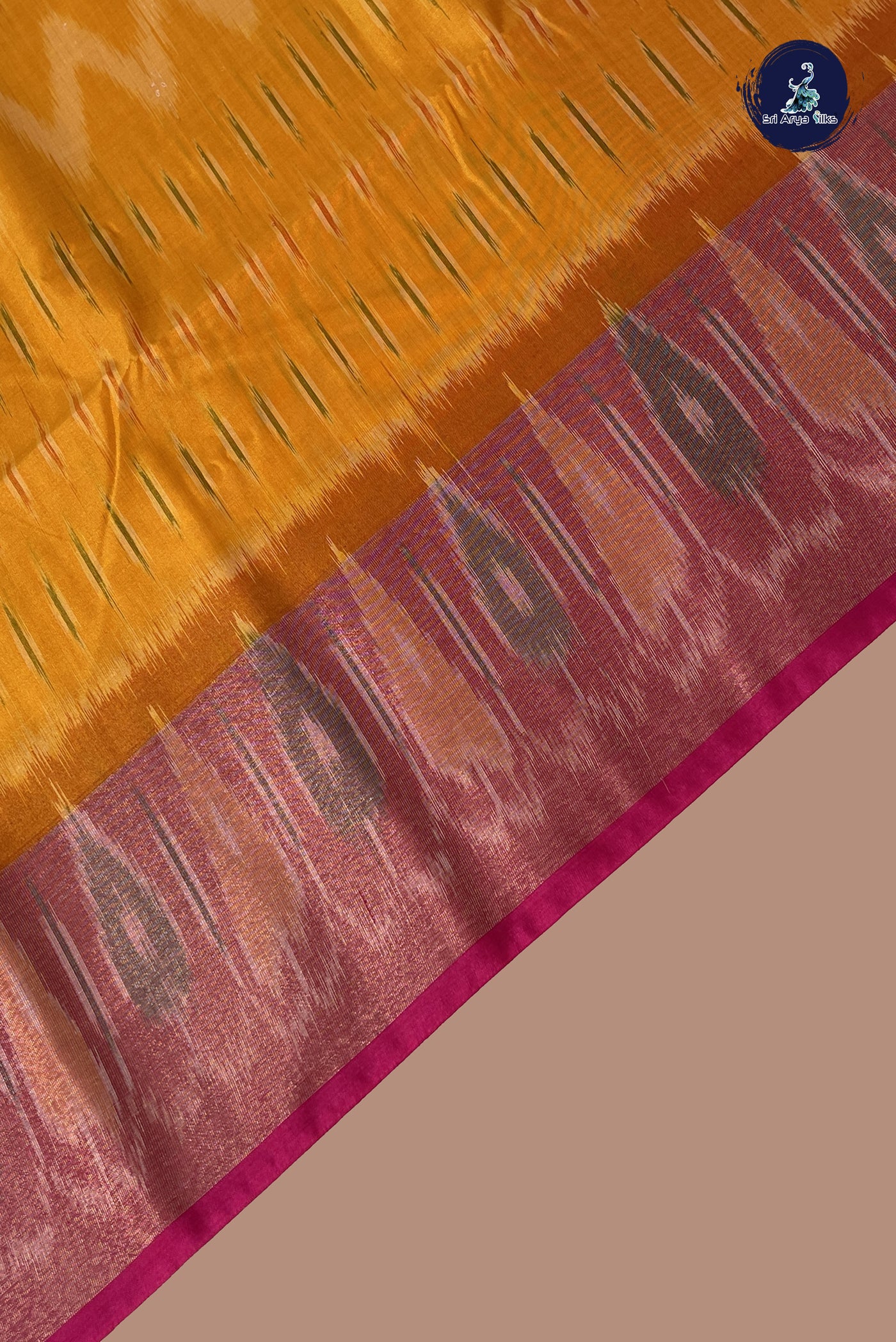 Yellow Semi Soft Silk Saree With Ikat Pattern