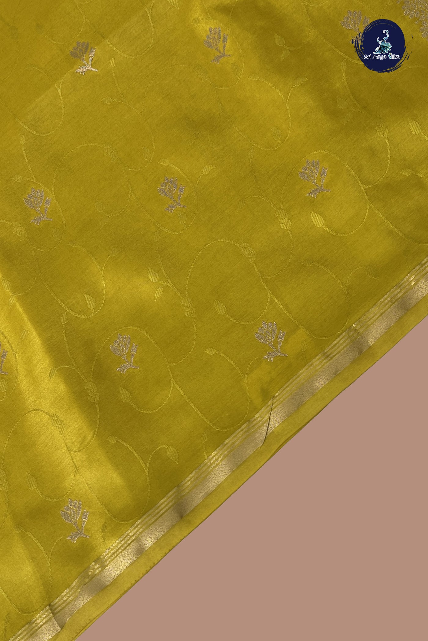Yellow Semi Silk Saree With Embossed Pattern