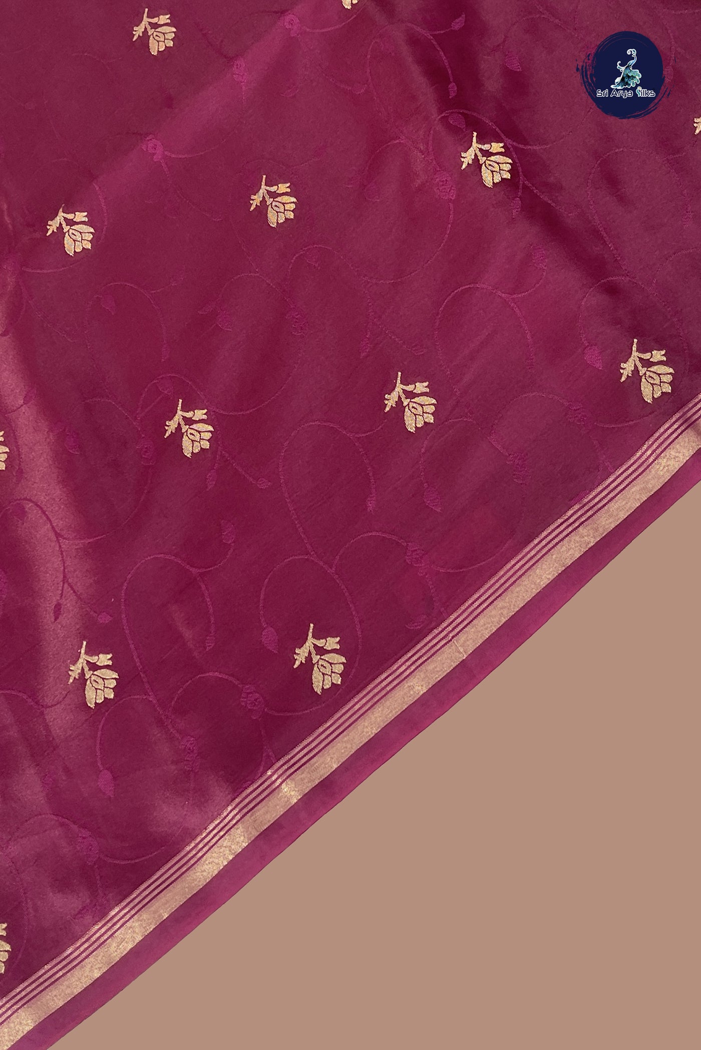 Burgundy Semi Silk Saree With Embossed Pattern