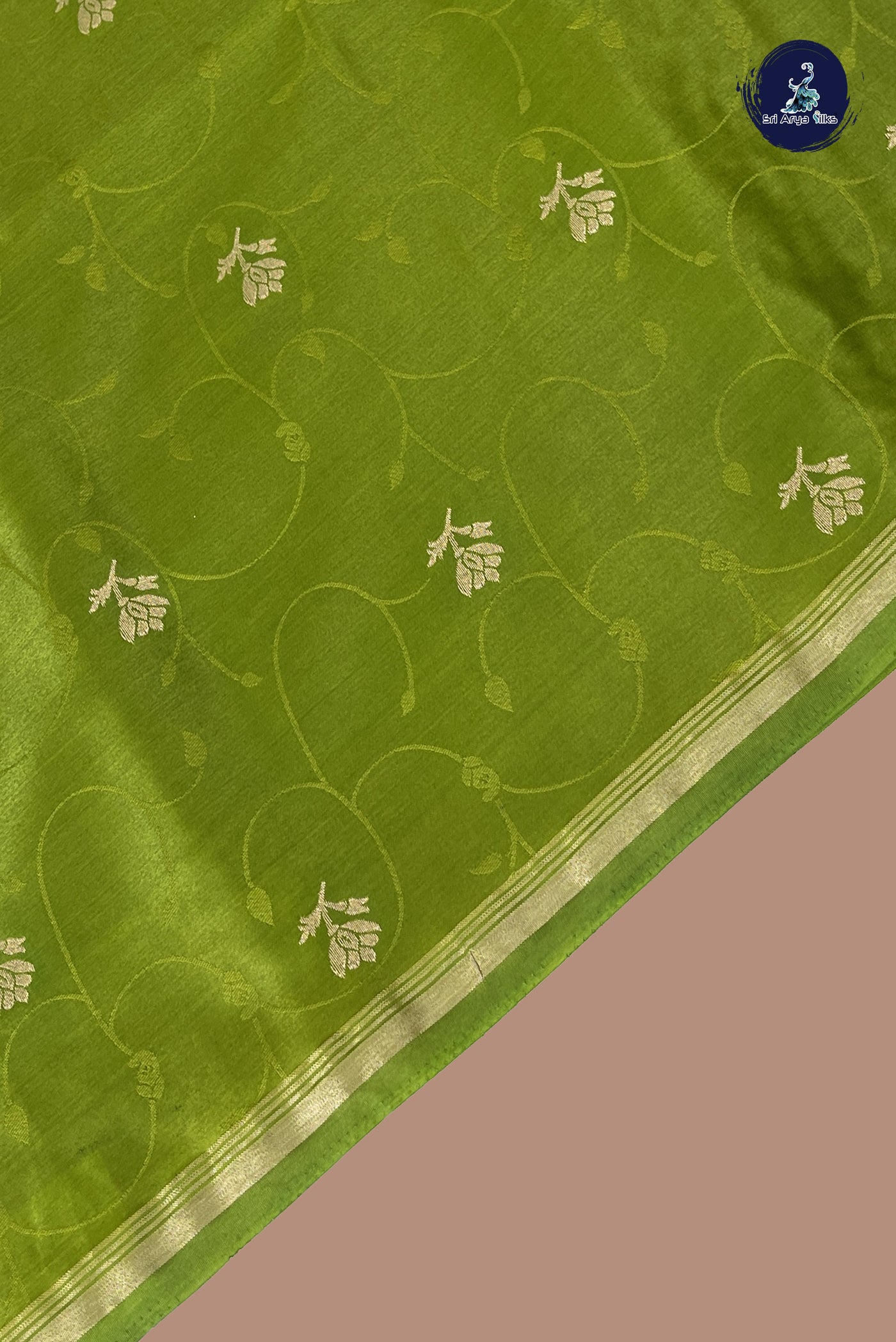 Mehendi Green Semi Silk Saree With Embossed Pattern