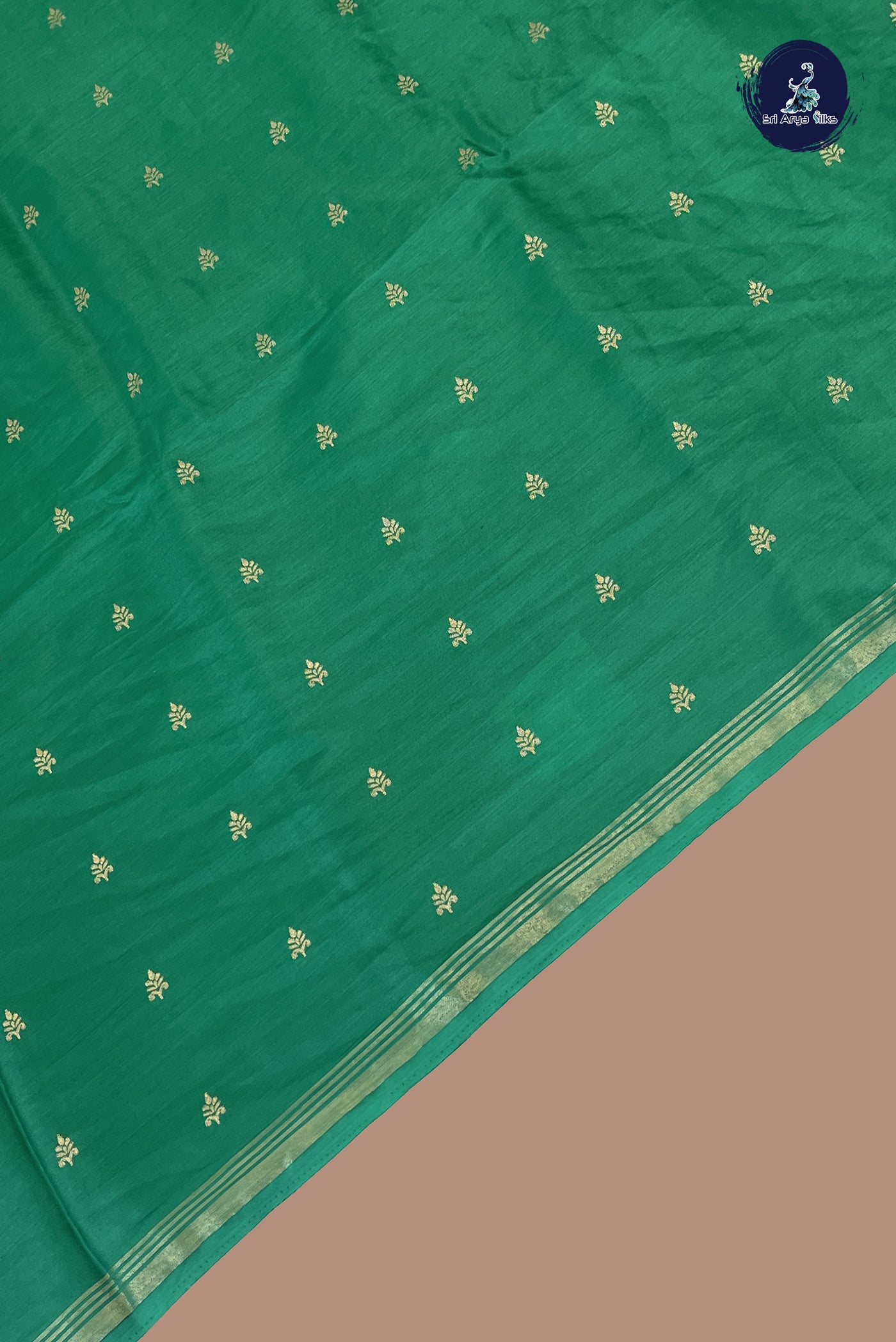 Green Semi Silk Saree With Zari Buttas Pattern