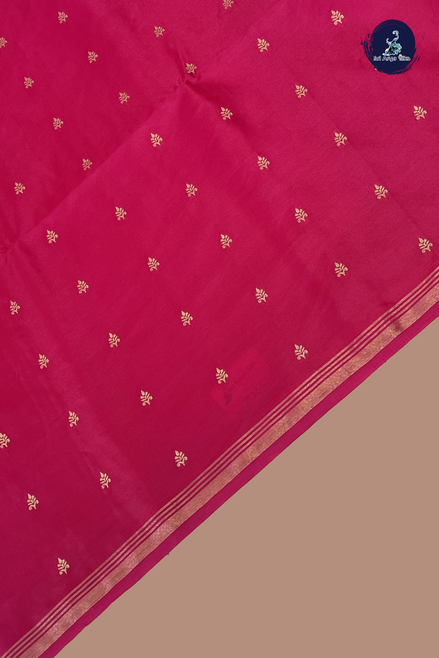 Dark Pink Semi Silk Saree With Zari Buttas Pattern