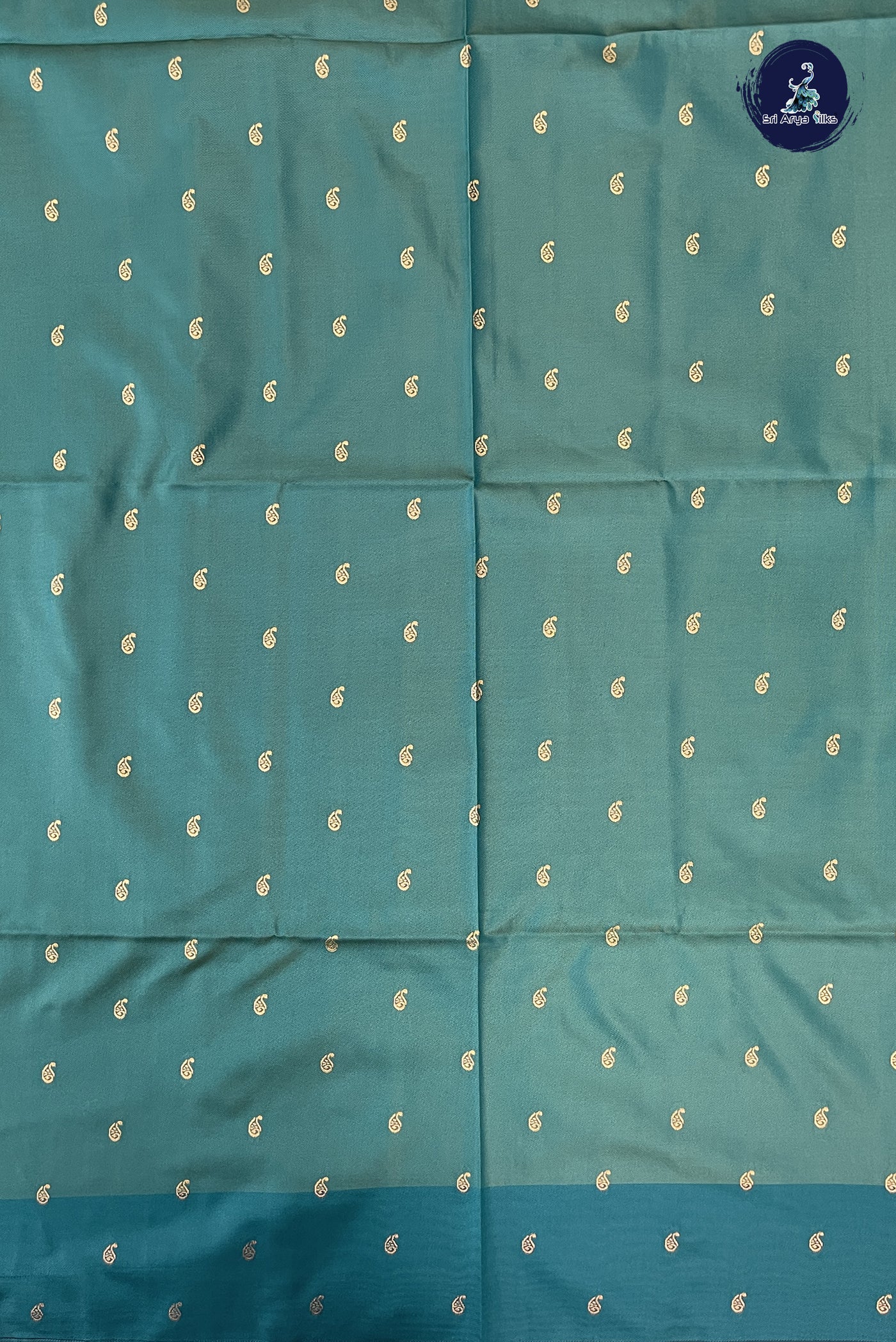 Dual Tone Green Semi Silk Saree With Zari Buttas Pattern