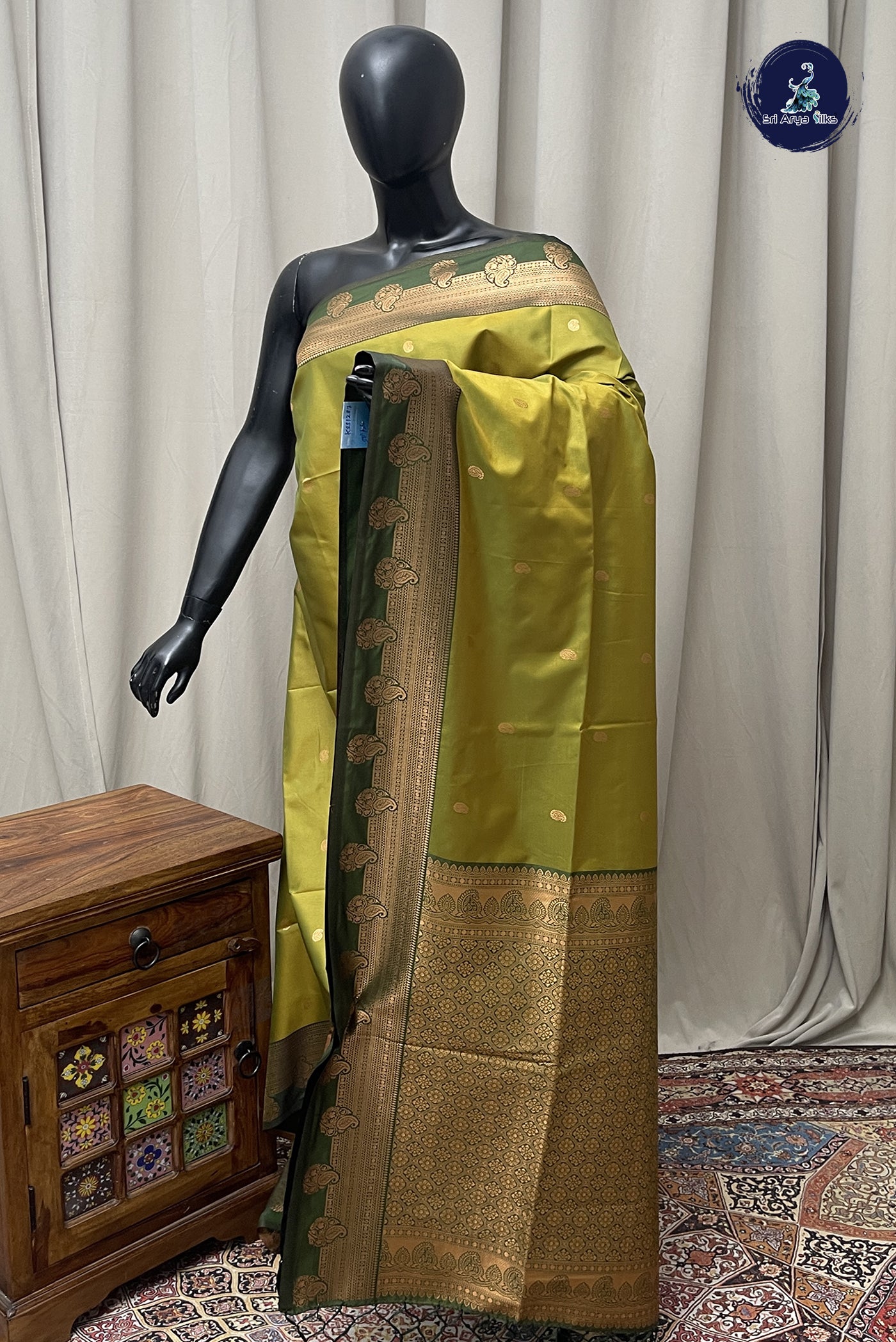 Mehendi Green Semi Silk Saree With Zari Buttas Pattern