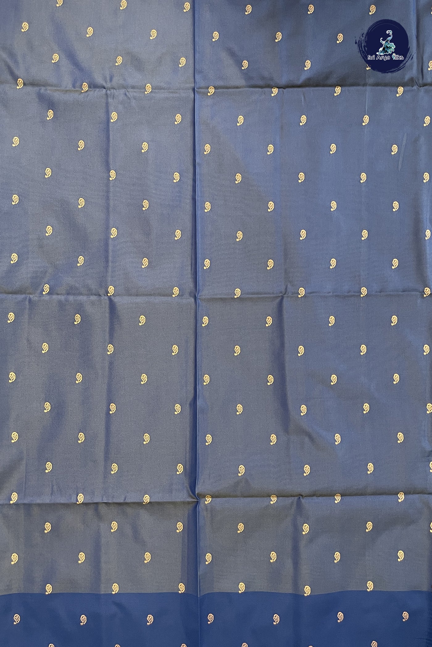 Khaki Semi Silk Saree With Zari Buttas Pattern