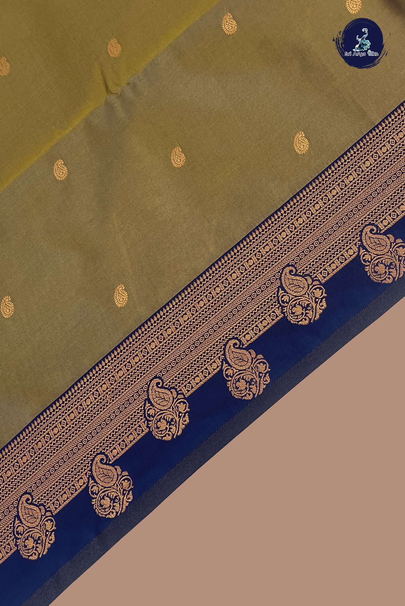 Khaki Semi Silk Saree With Zari Buttas Pattern