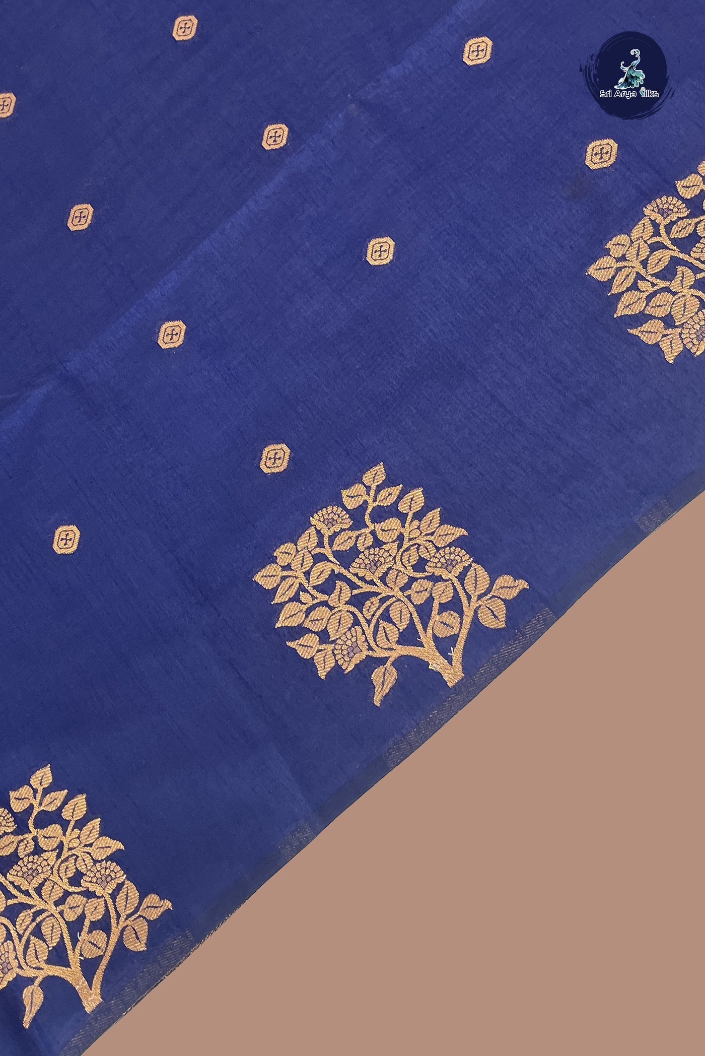 Navy Blue Semi Silk Saree With Buttas Pattern