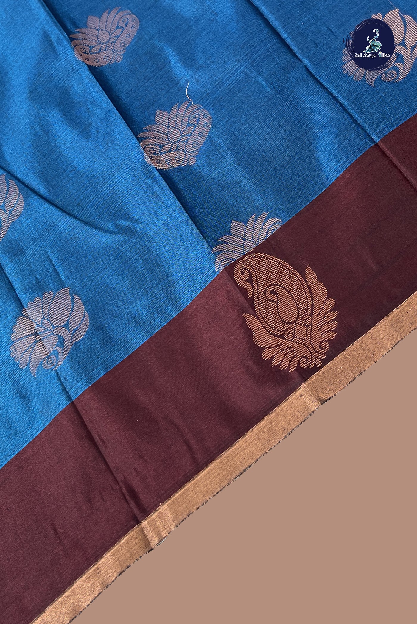 Blue Semi Silk Saree With Zari Buttas Pattern