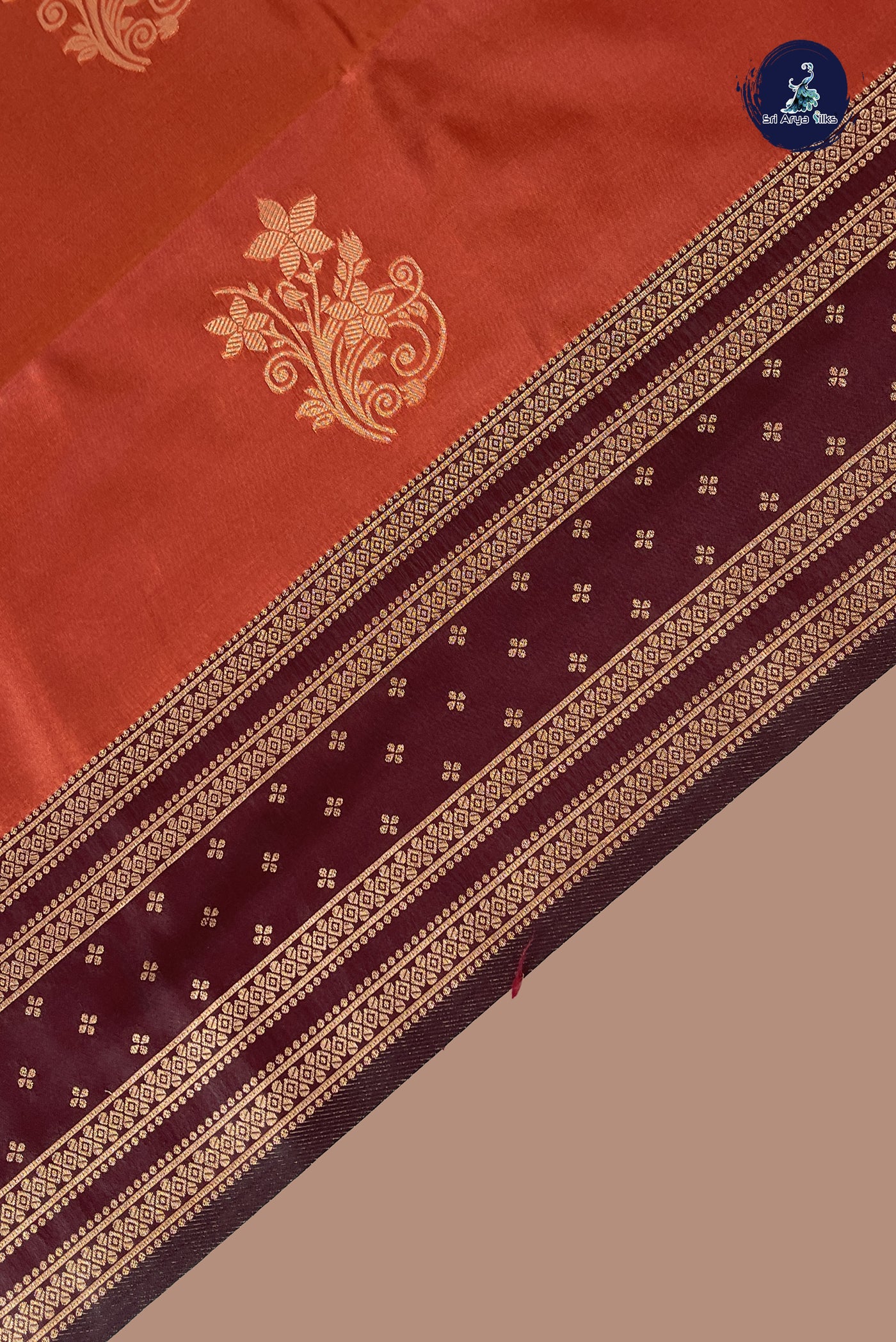 Rust Semi Silk Saree With Zari Buttas Pattern