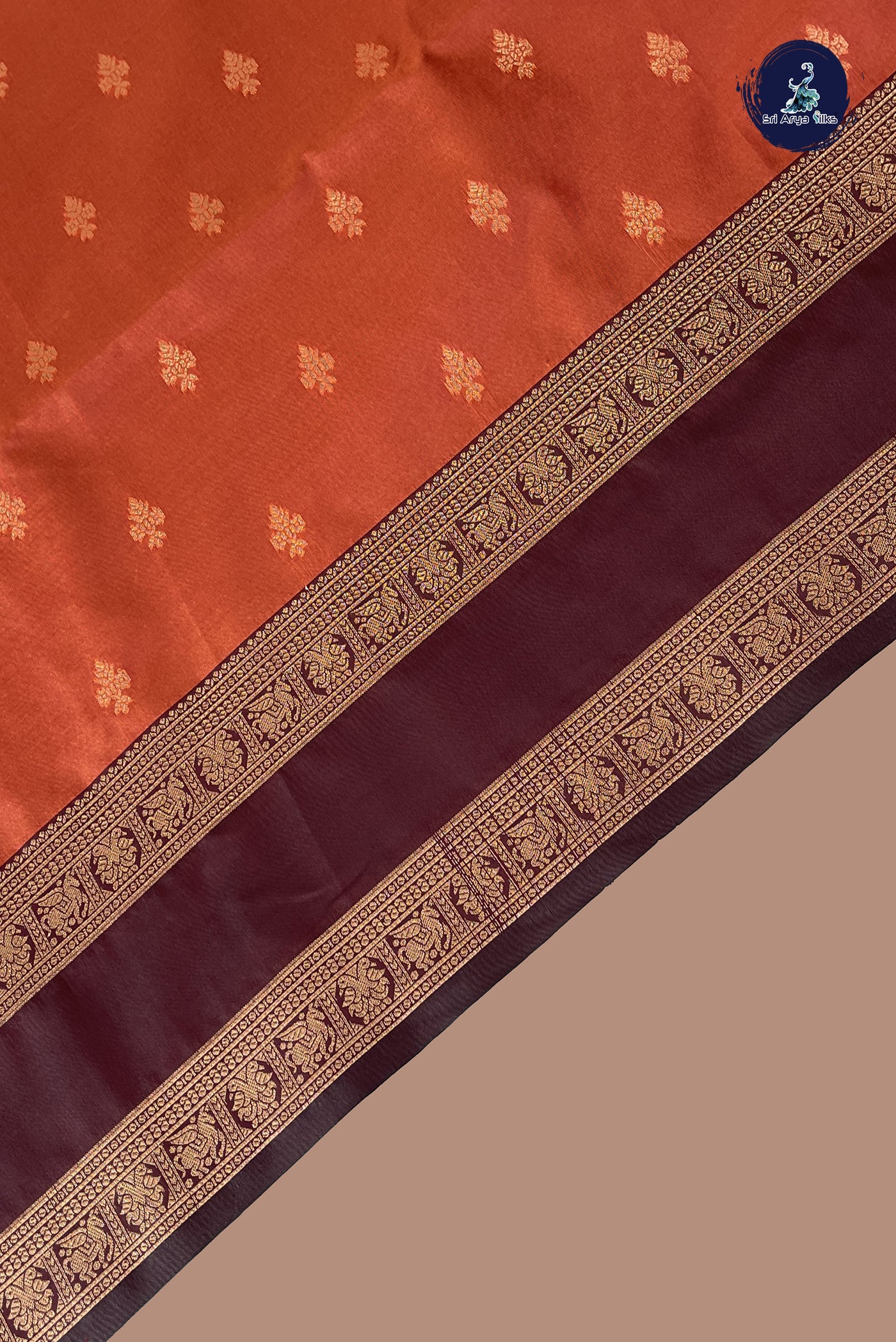 Rust Semi Silk Saree With Zari Buttas Pattern