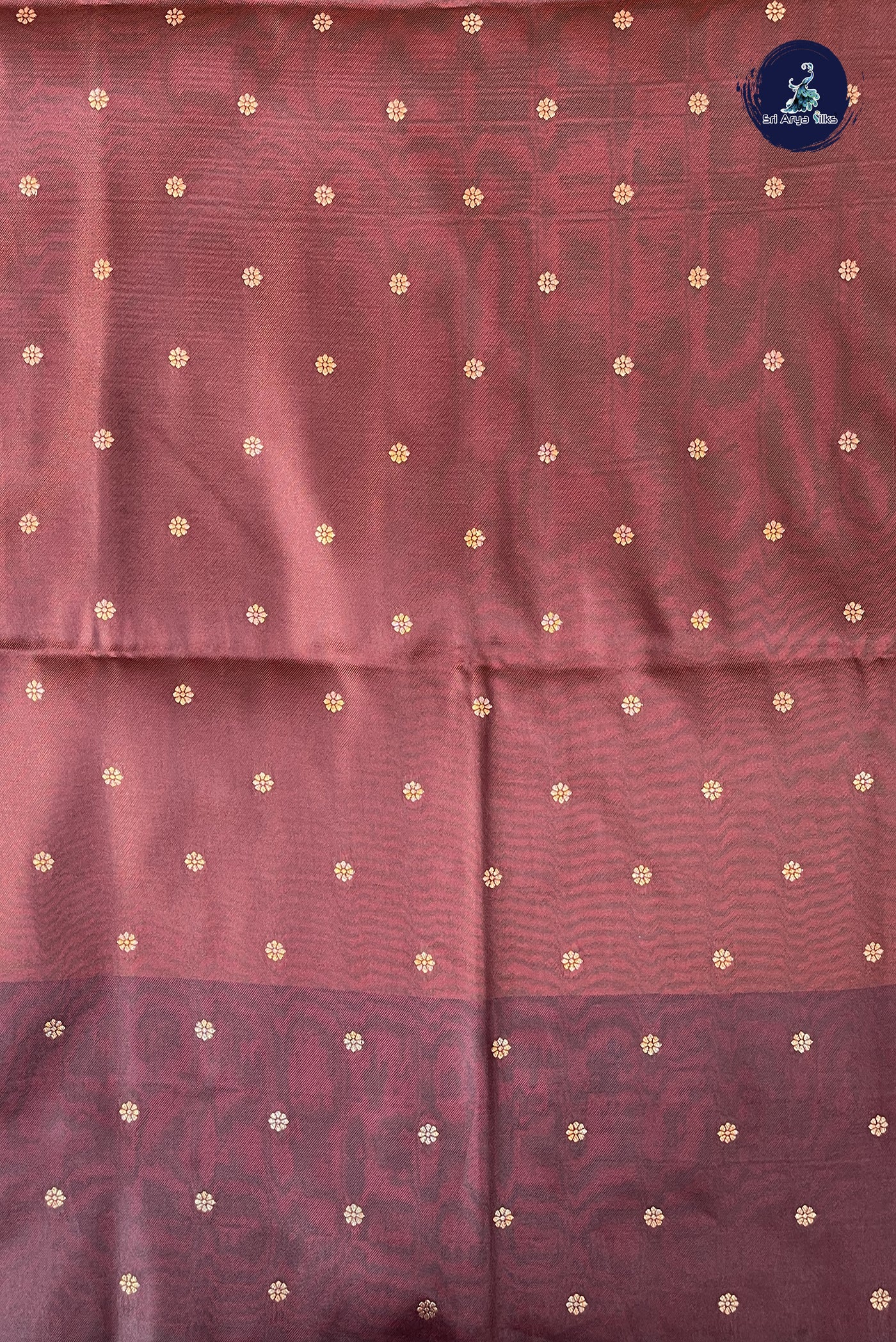 Rust Semi Silk Saree With Zari Buttas Pattern