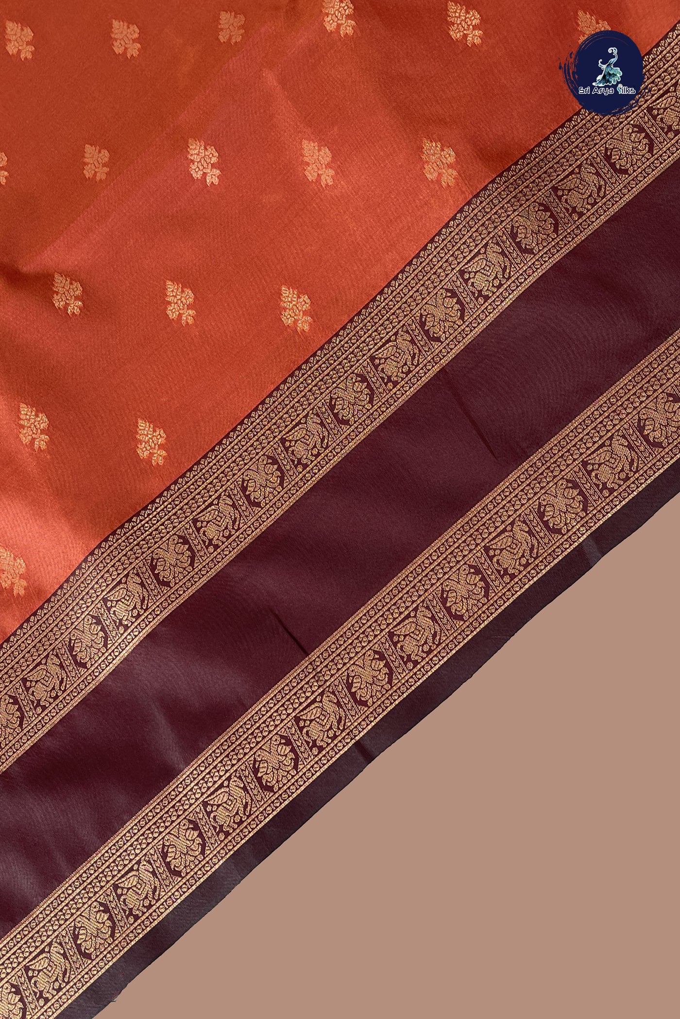 Rust Semi Silk Saree With Zari Buttas Pattern
