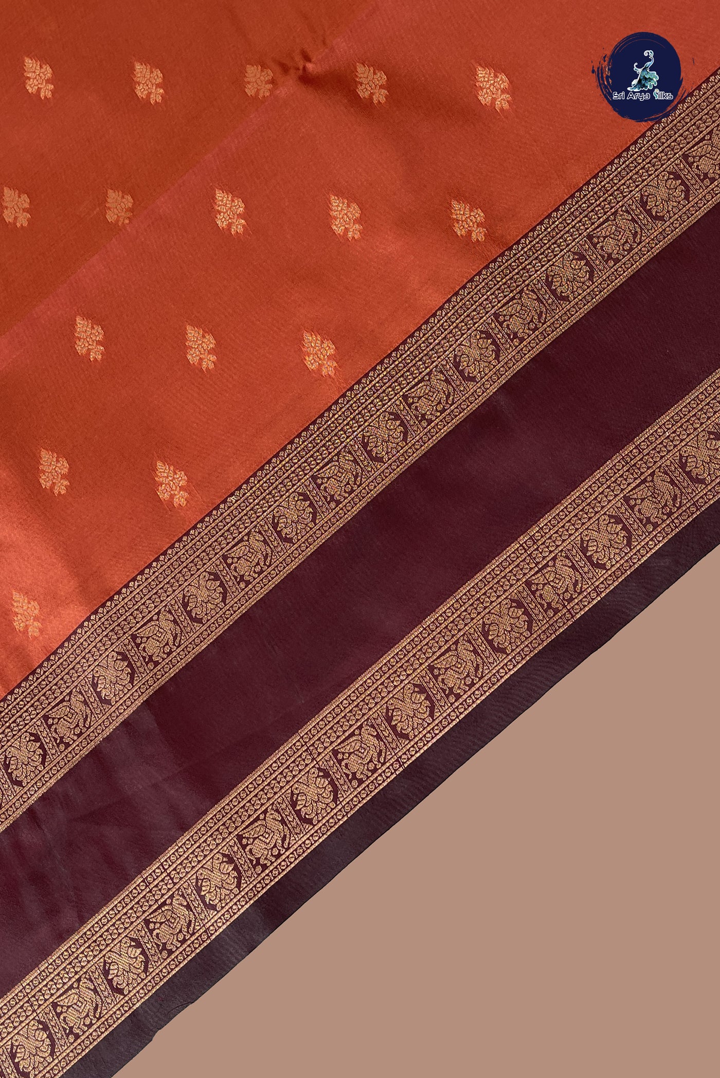 Rust Semi Silk Saree With Zari Buttas Pattern