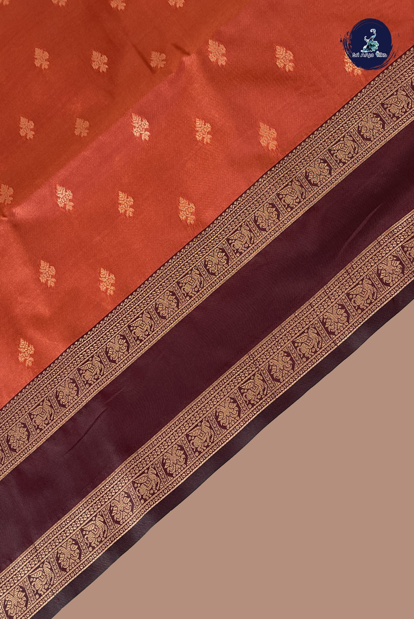 Rust Semi Silk Saree With Zari Buttas Pattern
