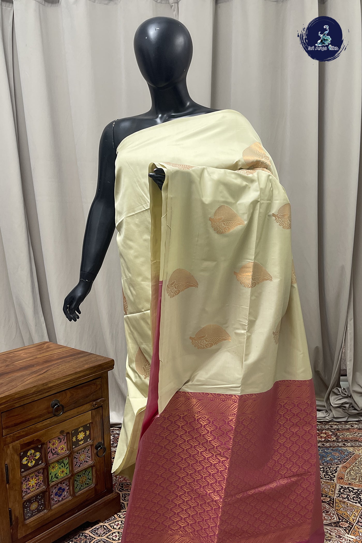 Cream Semi Silk Saree With Zari Buttas Pattern