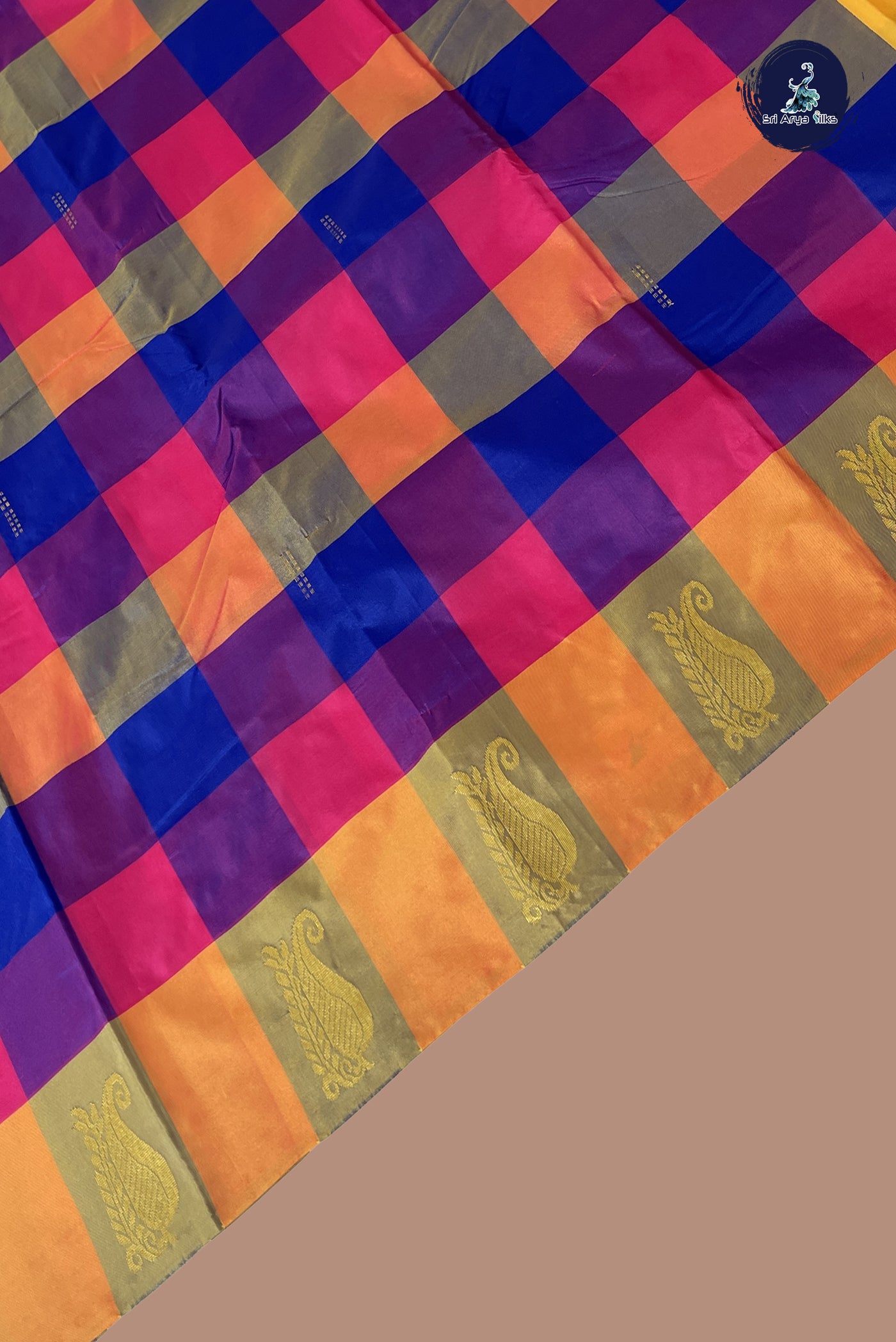 Multi Colour Semi Silk Saree With Paalum Pazham Kattam Pattern