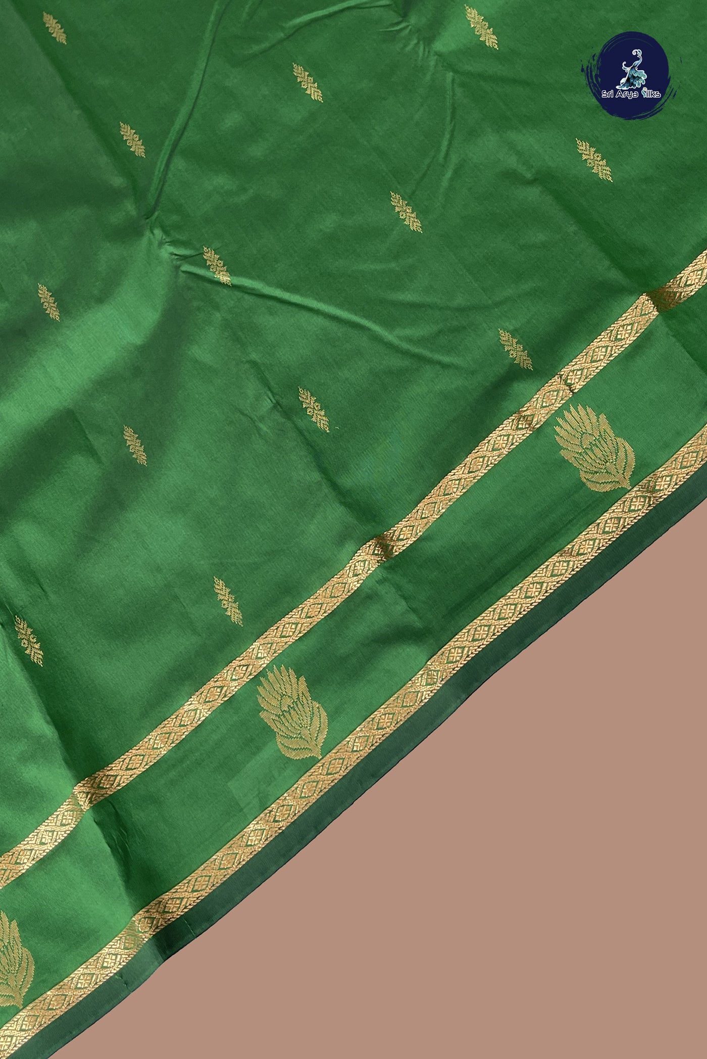 Green Semi Silk Saree With Zari Buttas Pattern