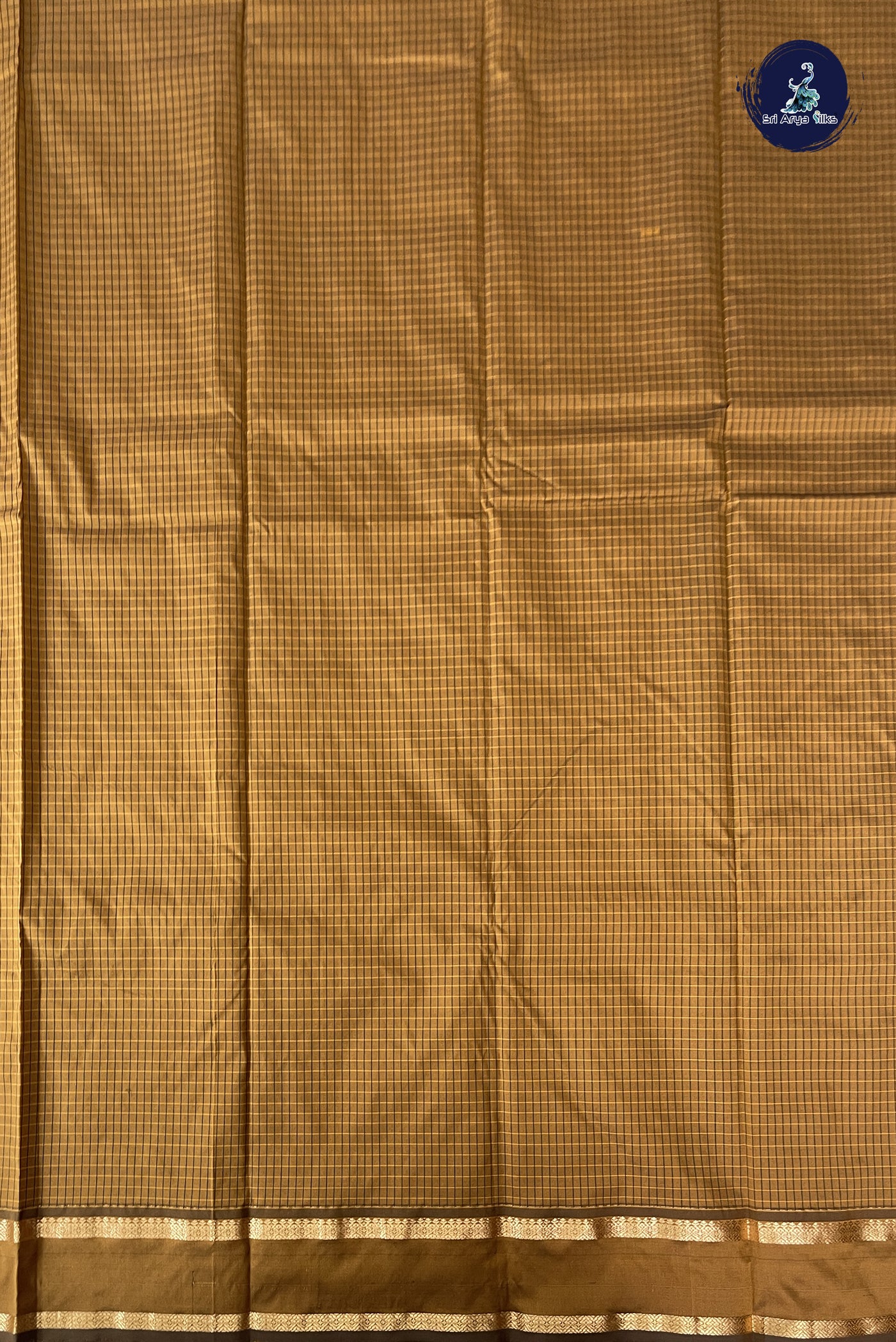 Mustard Semi Silk Saree With Checked Pattern