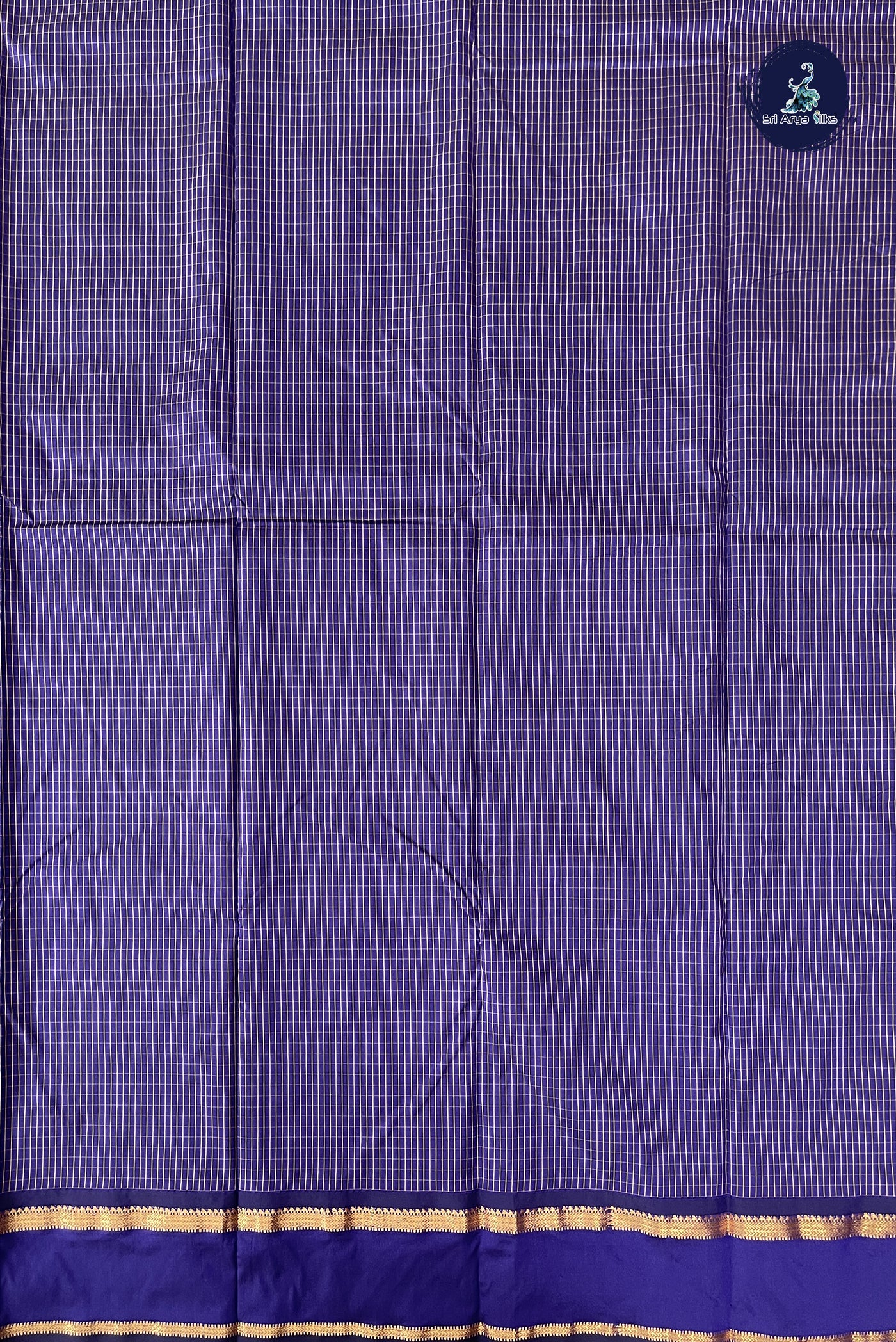 Violet Semi Silk Saree With Checked Pattern
