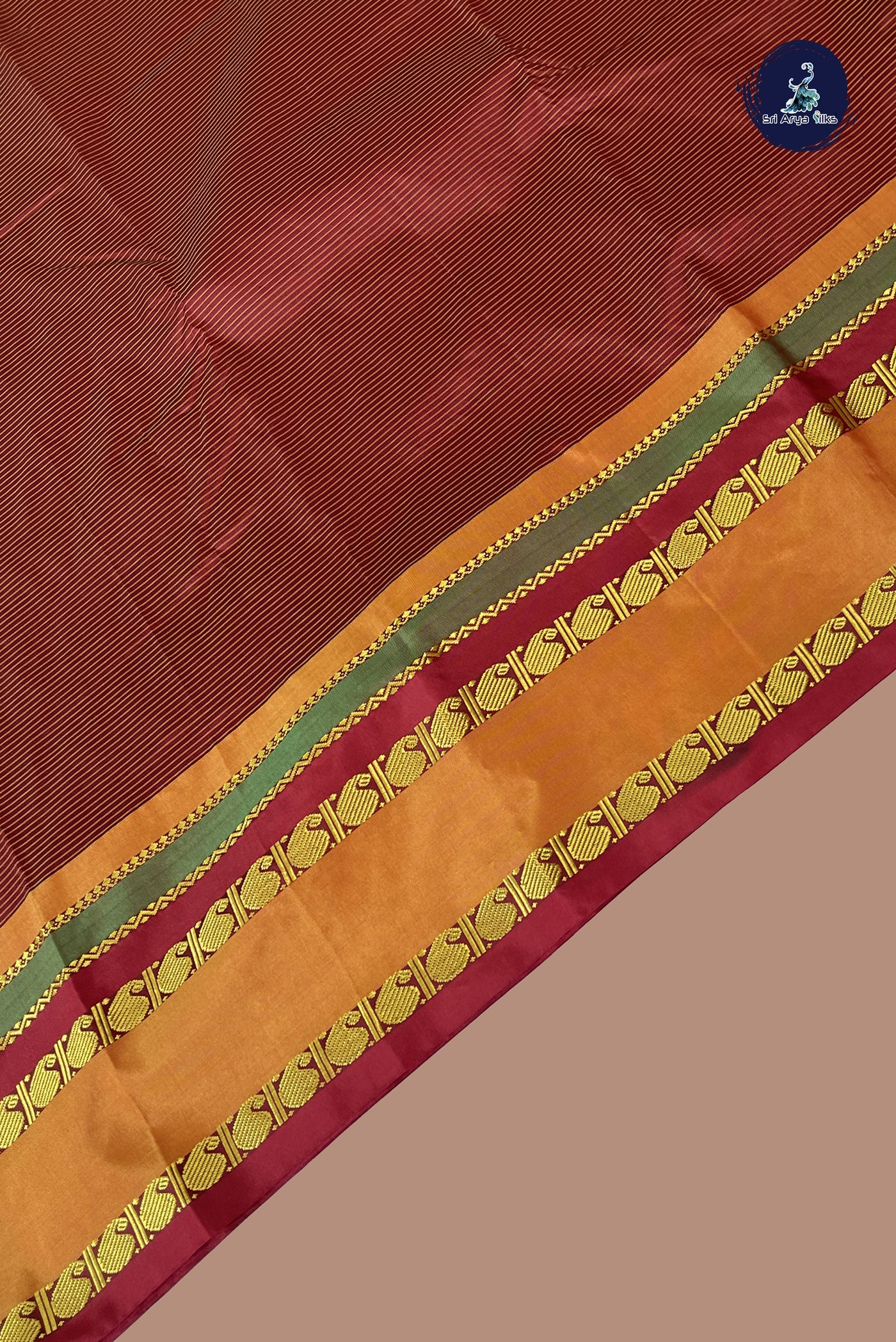 Arakku Bridal Silk Cotton Saree With Stripes Pattern