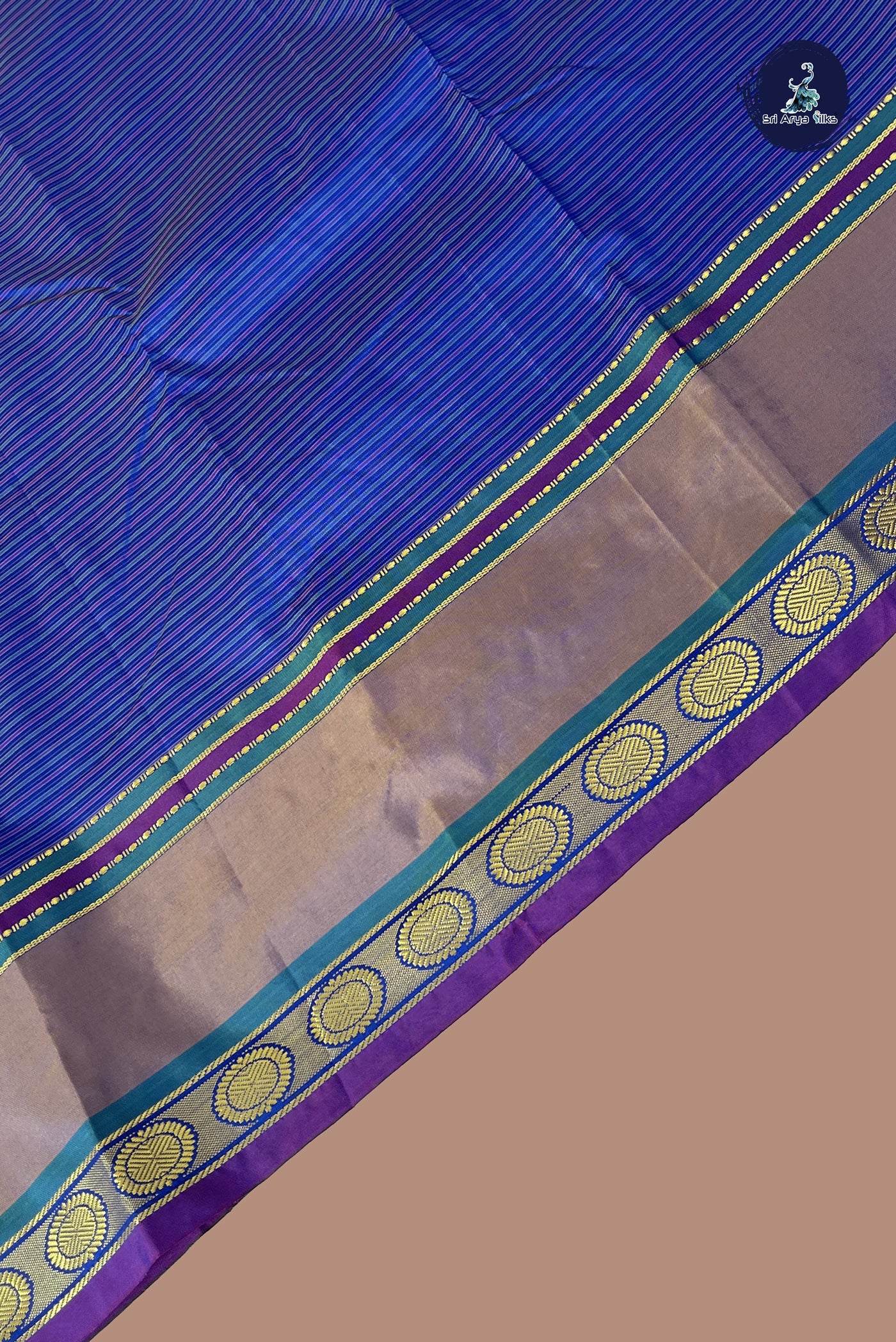 Blue Semi Silk Saree With Stripes Pattern