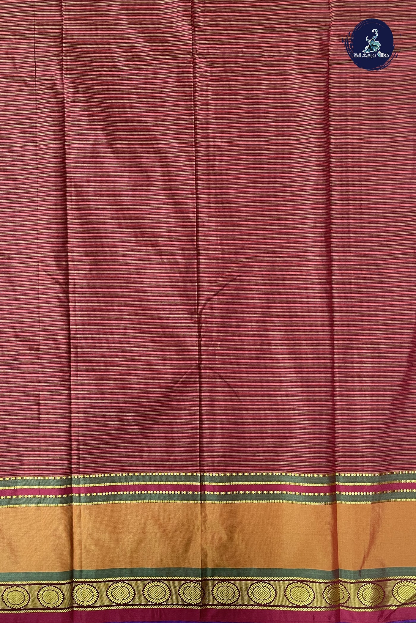 Blue Semi Silk Saree With Stripes Pattern