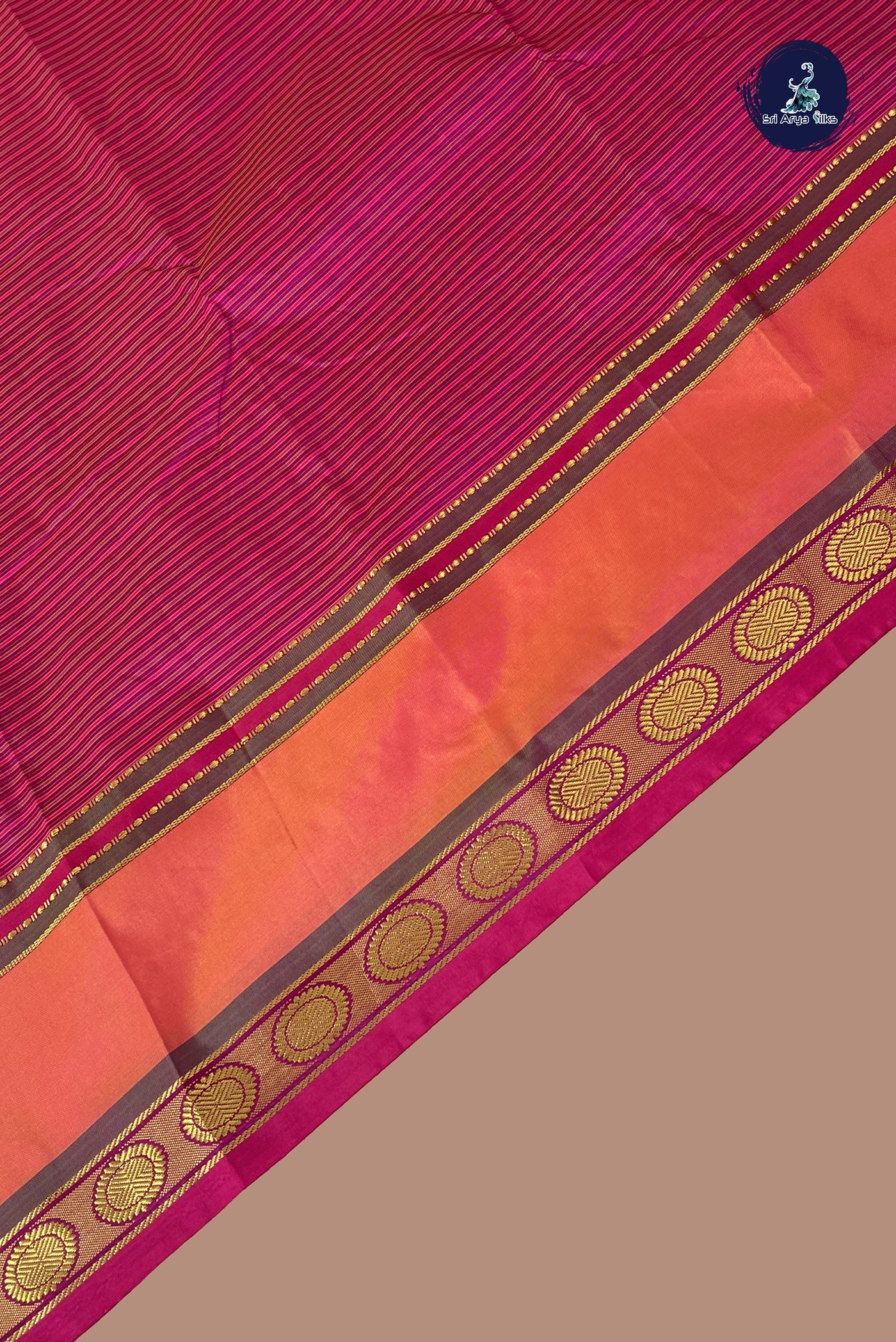 Pink Semi Silk Saree With Stripes Pattern