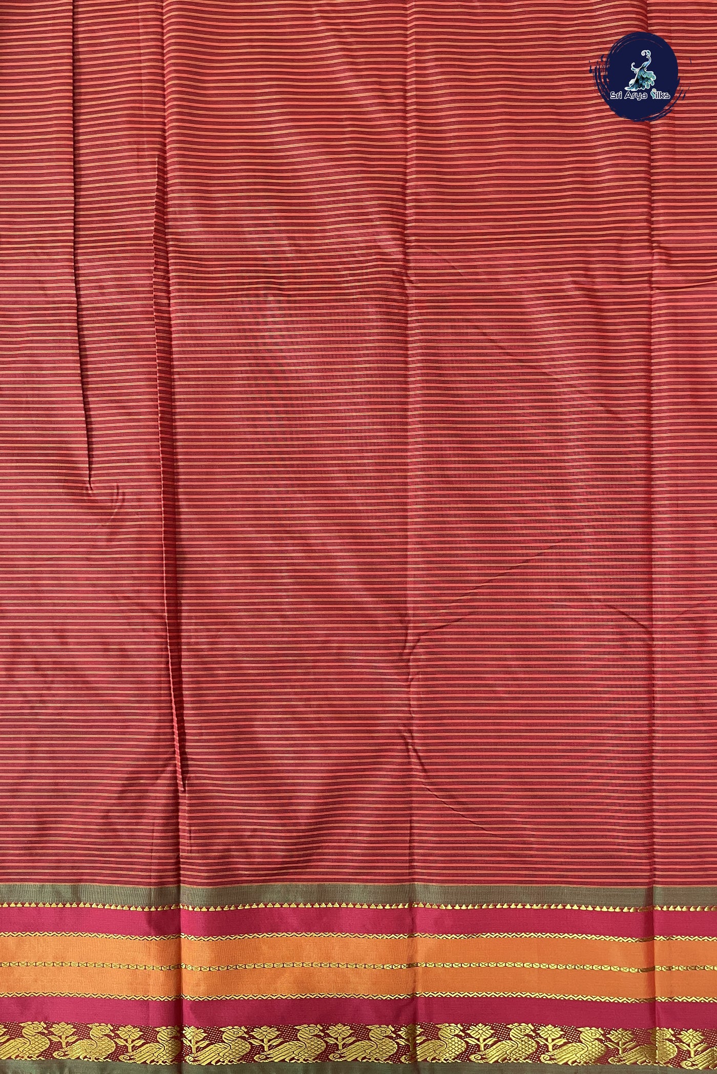 Violet Semi Silk Saree With Stripes Pattern