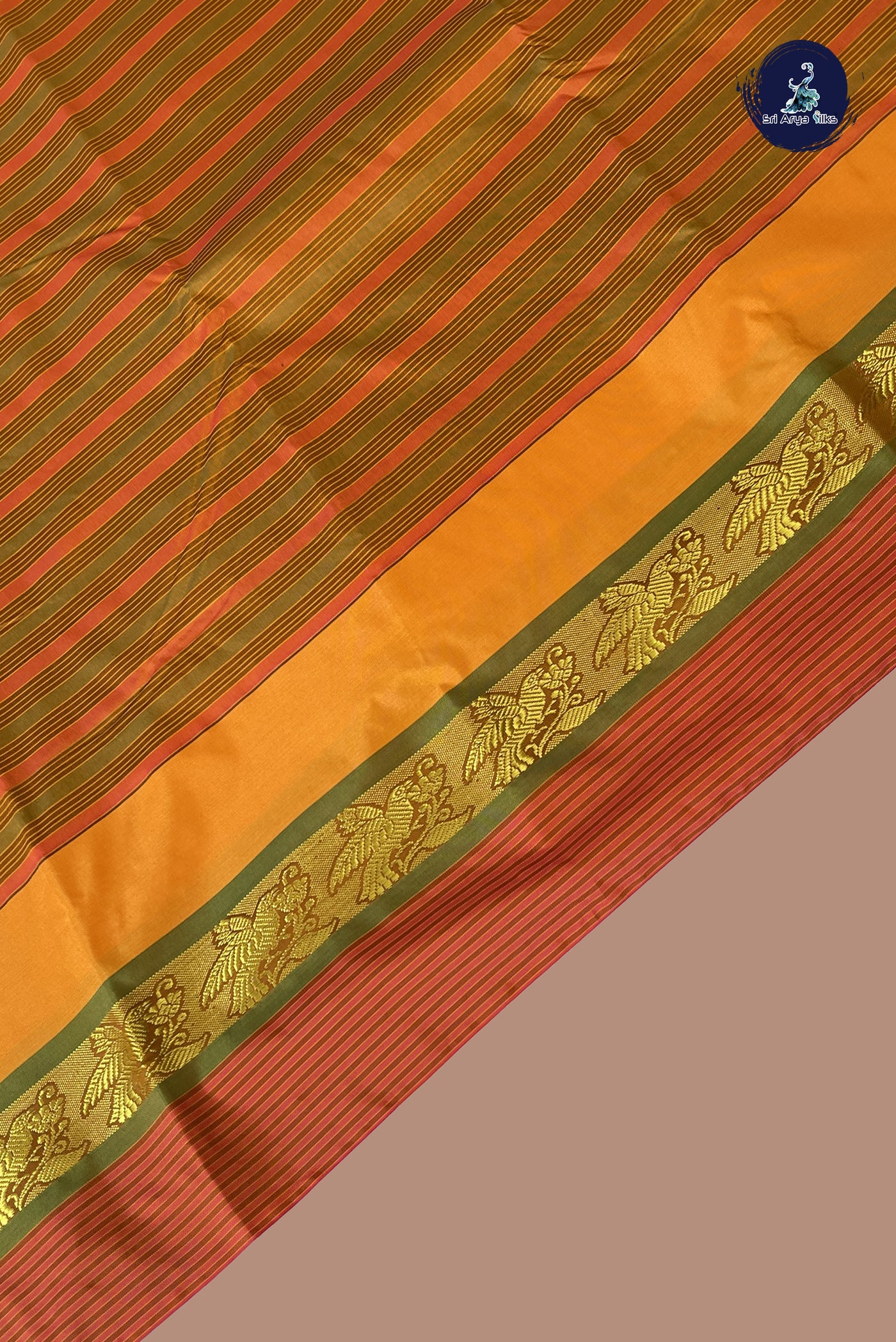 Multi Colour Semi Silk Saree With Stripes Pattern