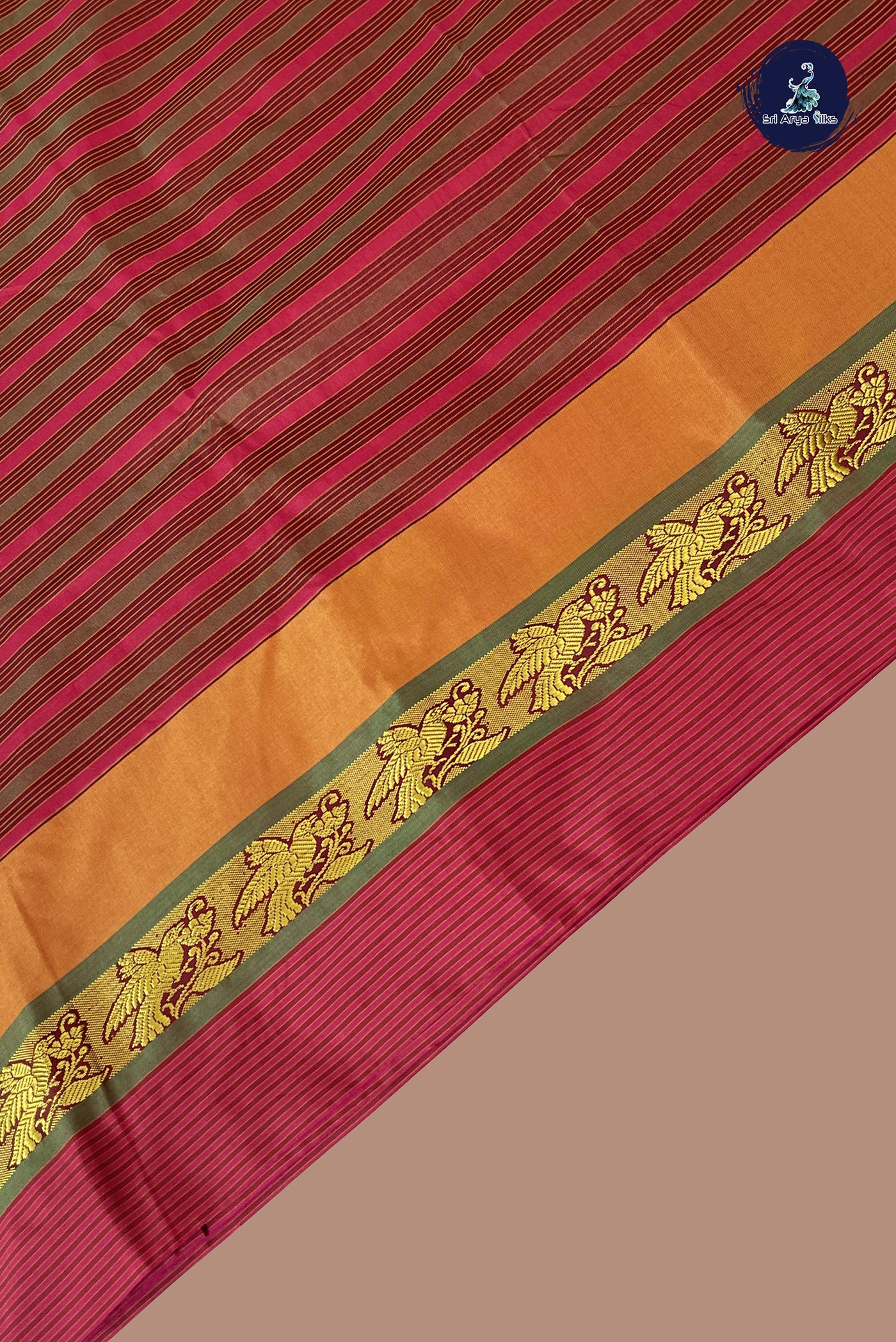 Multi Colour Semi Silk Saree With Stripes Pattern