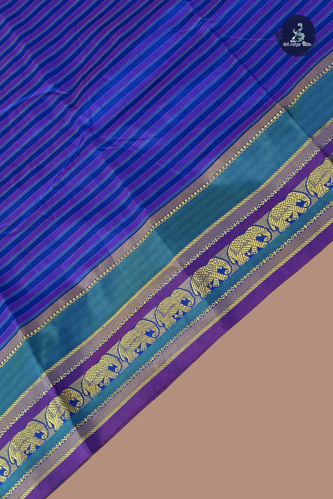 Multi Colour Semi Silk Saree With Stripes Pattern