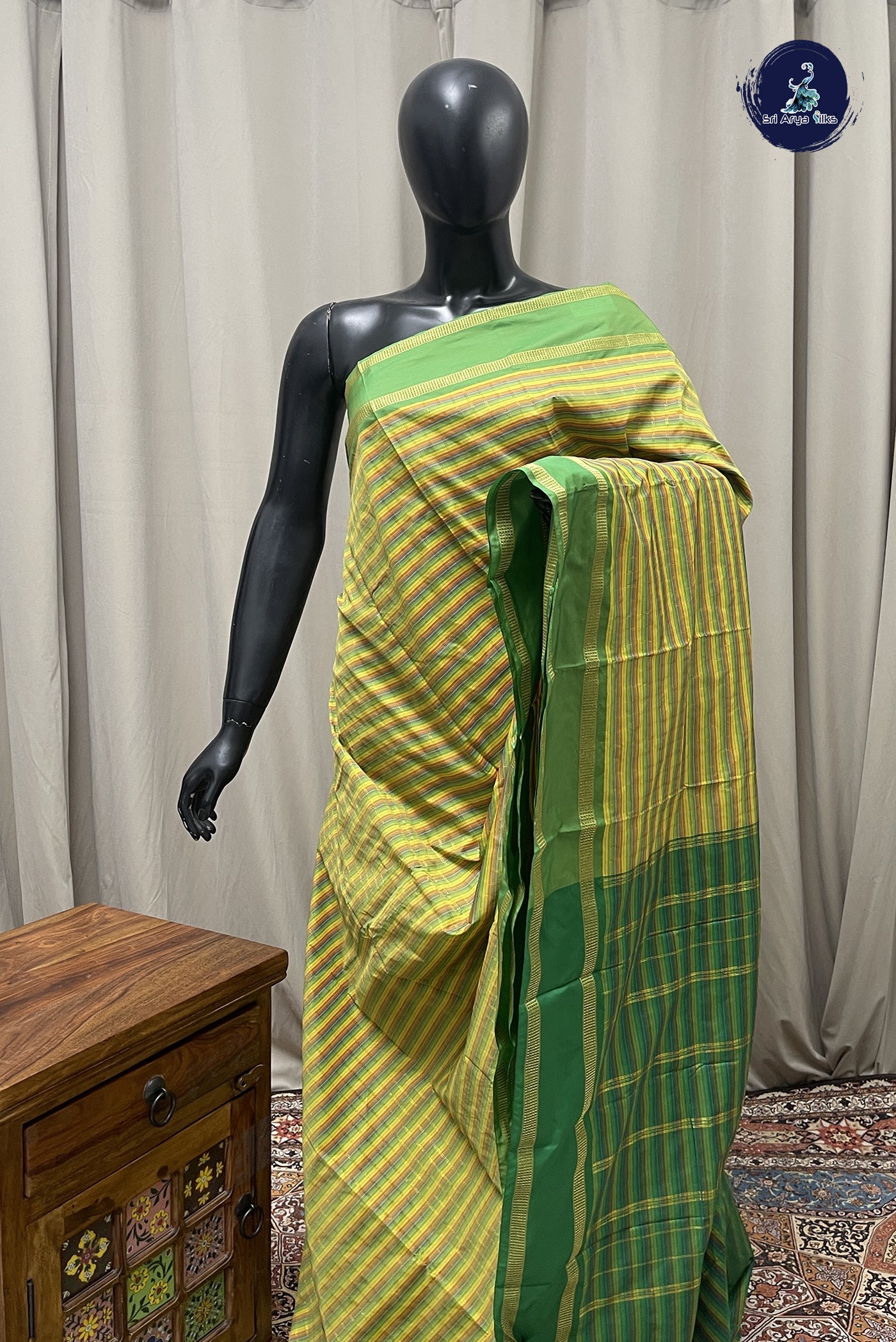Multi Colour Semi Silk Saree With Checked Pattern