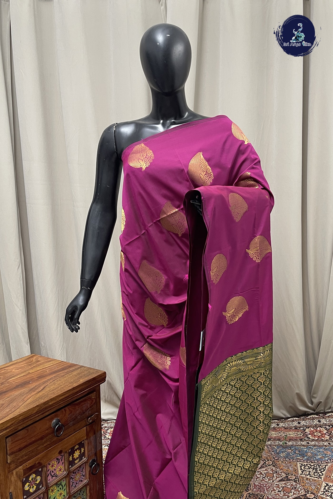 BeetRoot Shade Semi Soft Silk Saree With Zari Buttas Pattern