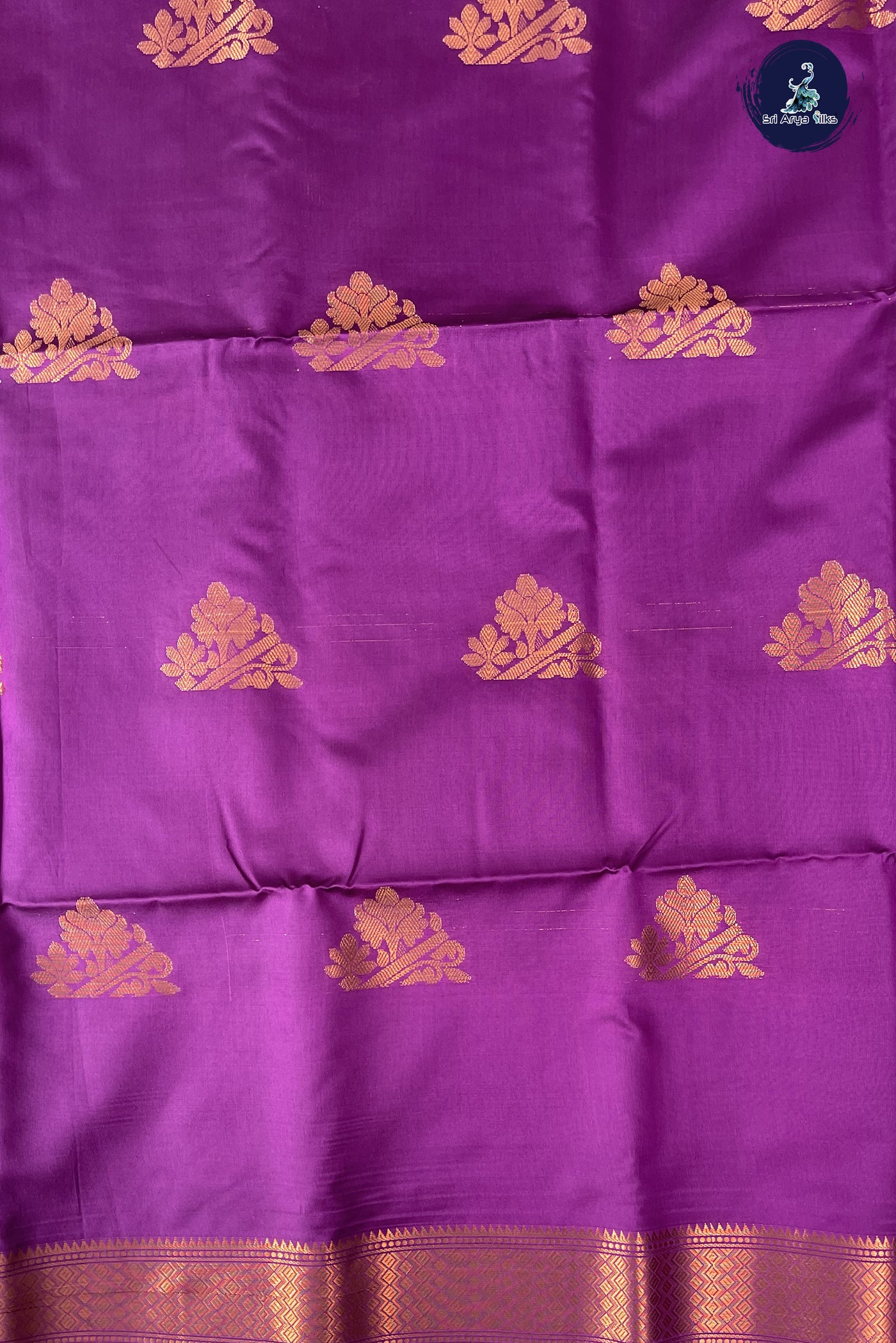 Purple Semi Silk Saree With Zari Buttas Pattern