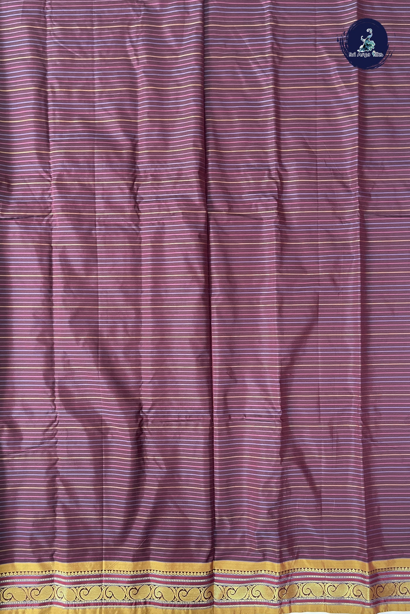 Black Semi Silk Saree With Stripes Pattern
