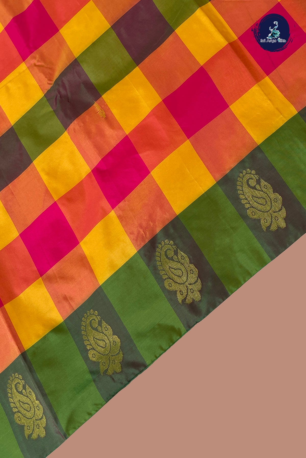 Multi Colour Semi Silk Saree With Paalum Pazham Kattam Pattern