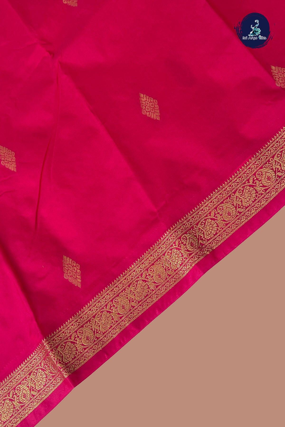 Reddish Pink Semi Silk Saree With Zari Buttas Pattern