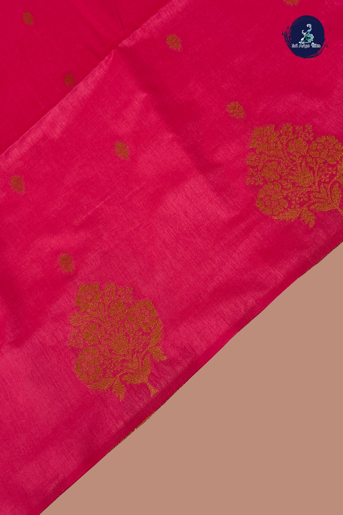 Pink Semi Silk Saree With Zari Buttas Pattern