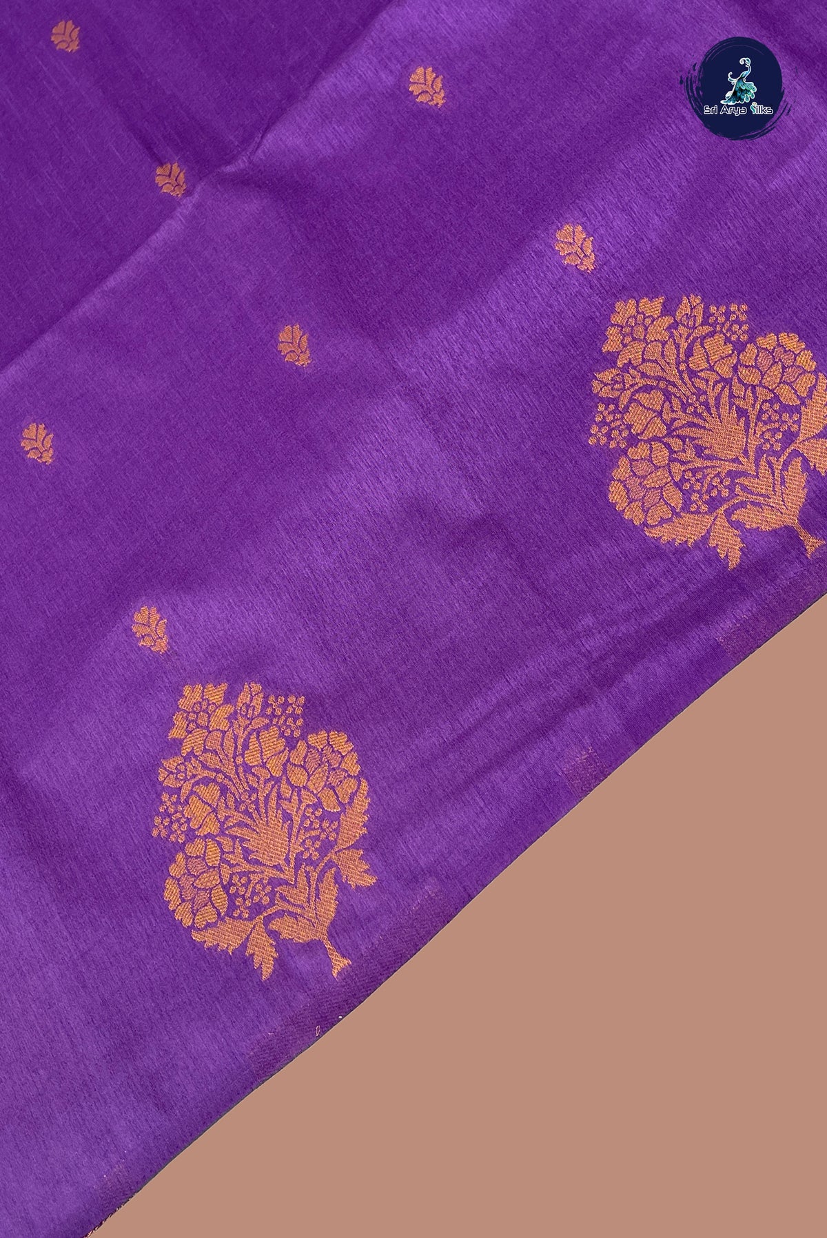 Lavender Semi Silk Saree With Zari Buttas Pattern