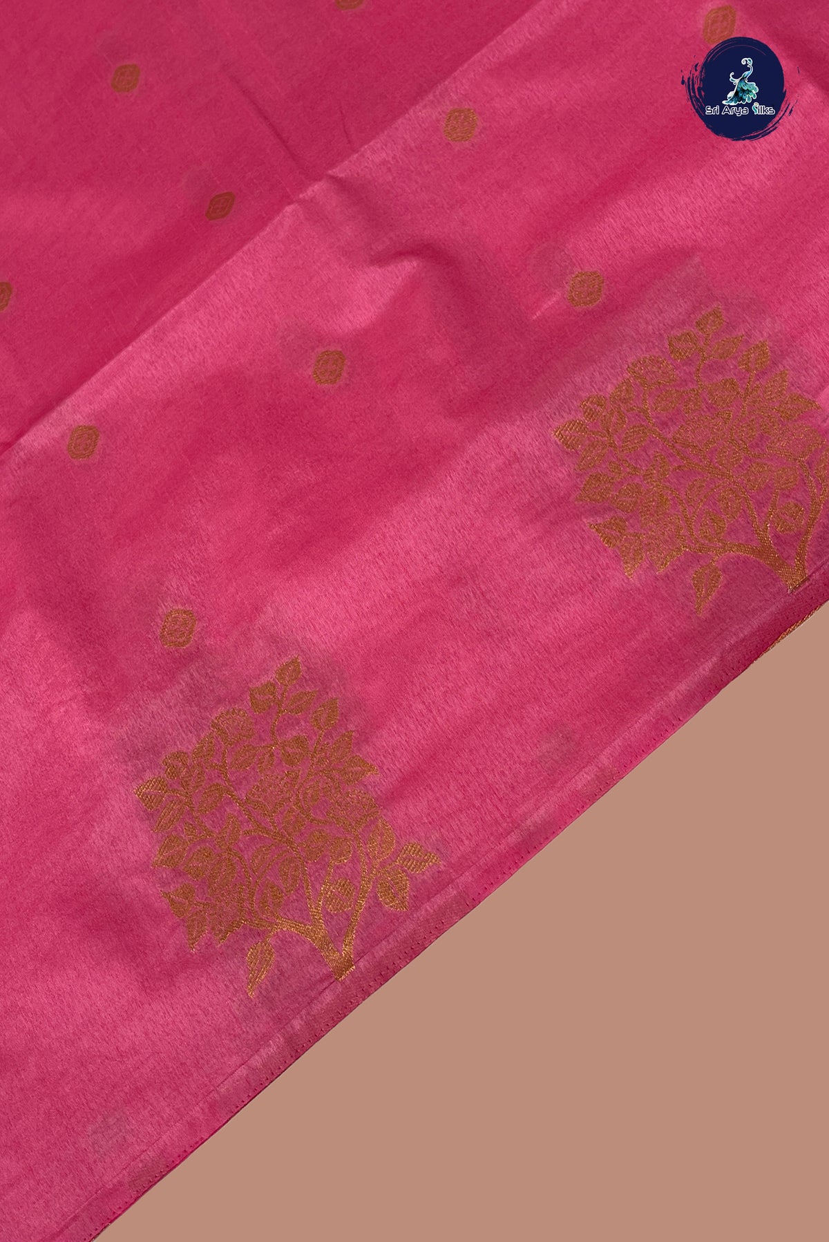 Light Pink Semi Silk Saree With Zari Buttas Pattern
