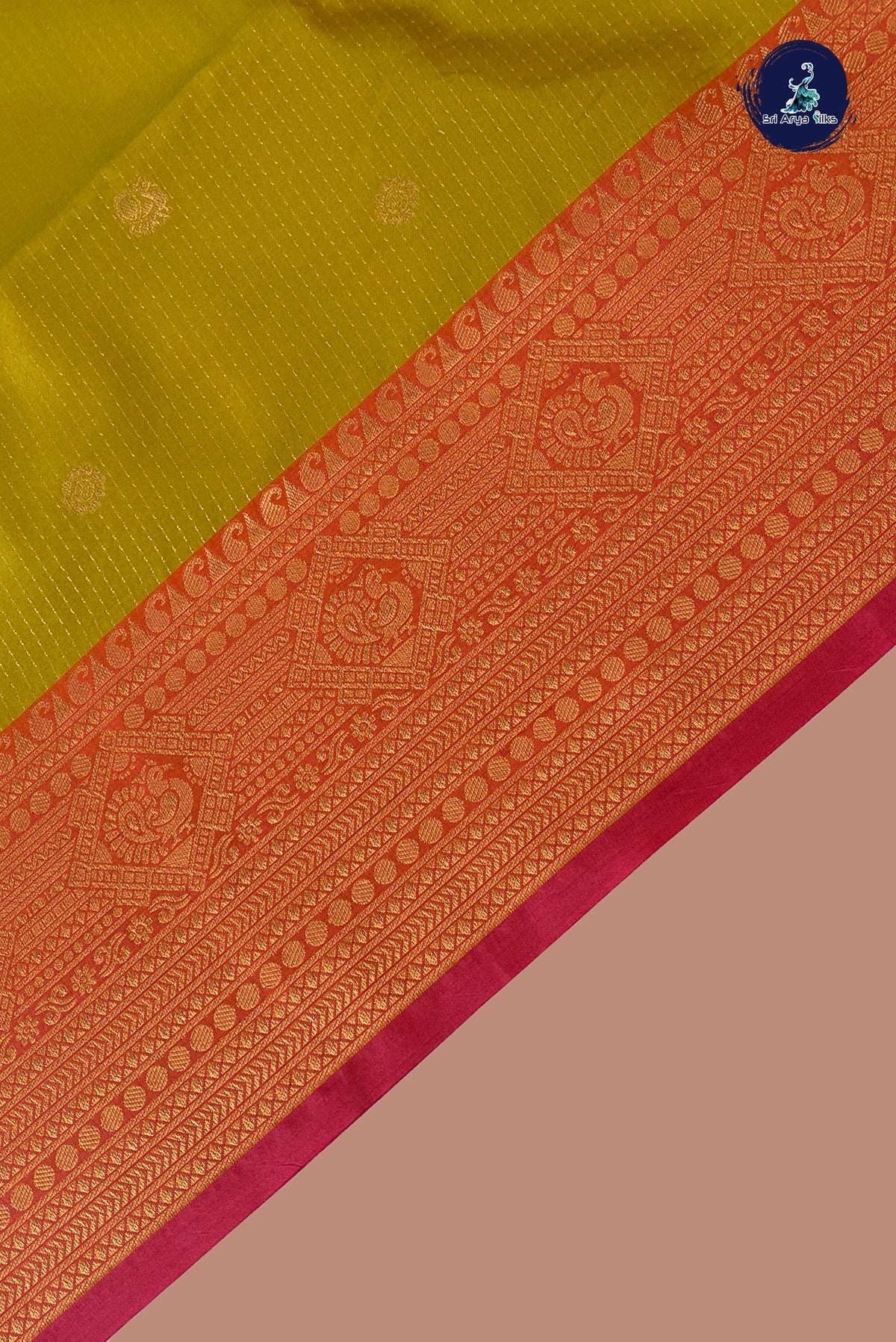 Dual Tone Mehendi Green Semi Silk Saree With Stripes Pattern