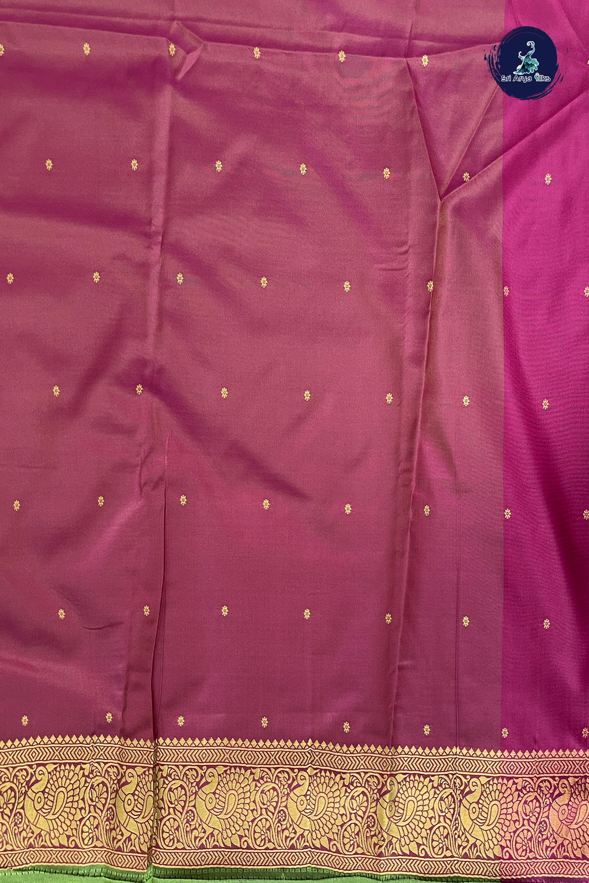 Green Semi Silk Saree With Stripes Pattern