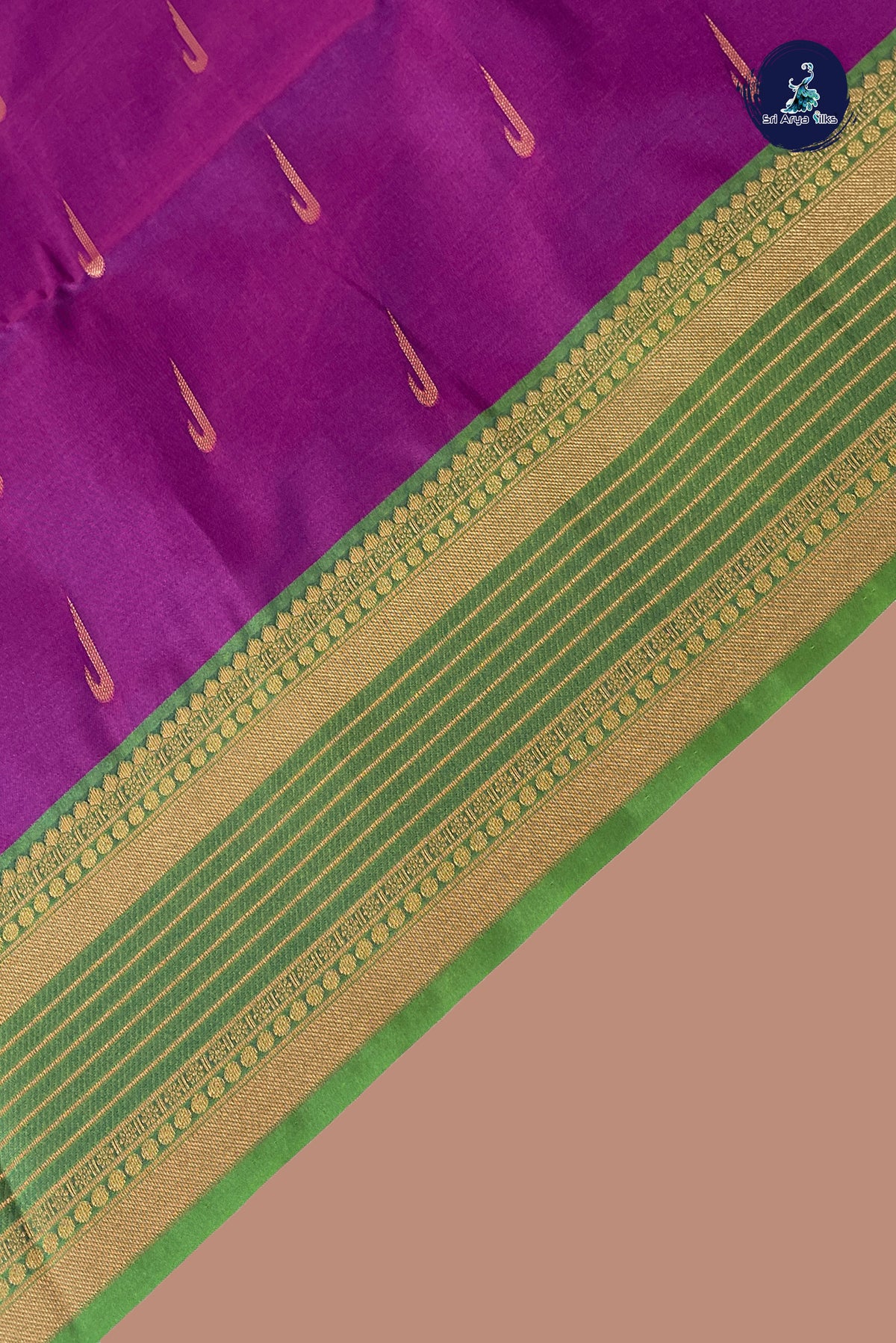 Dual Tone Purple Semi Silk Saree With Zari Buttas Pattern