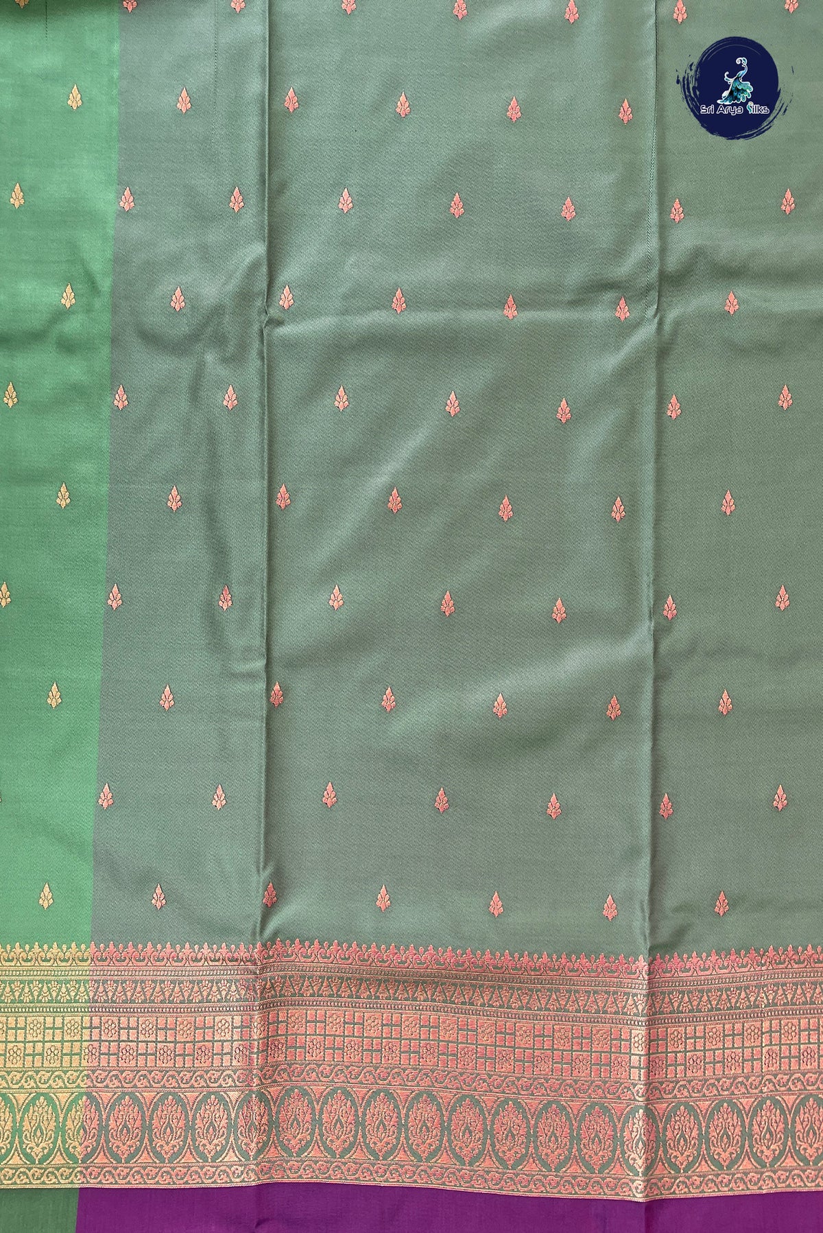 Dual Tone Purple Semi Silk Saree With Zari Buttas Pattern