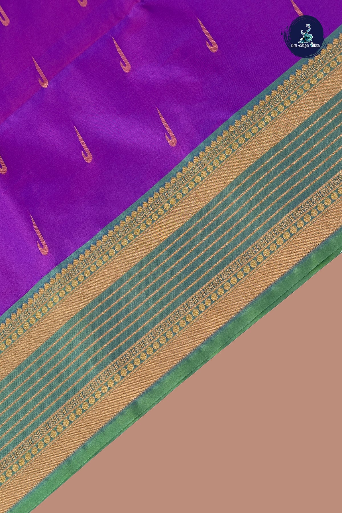 Dual Tone Violet Semi Silk Saree With Zari Buttas Pattern