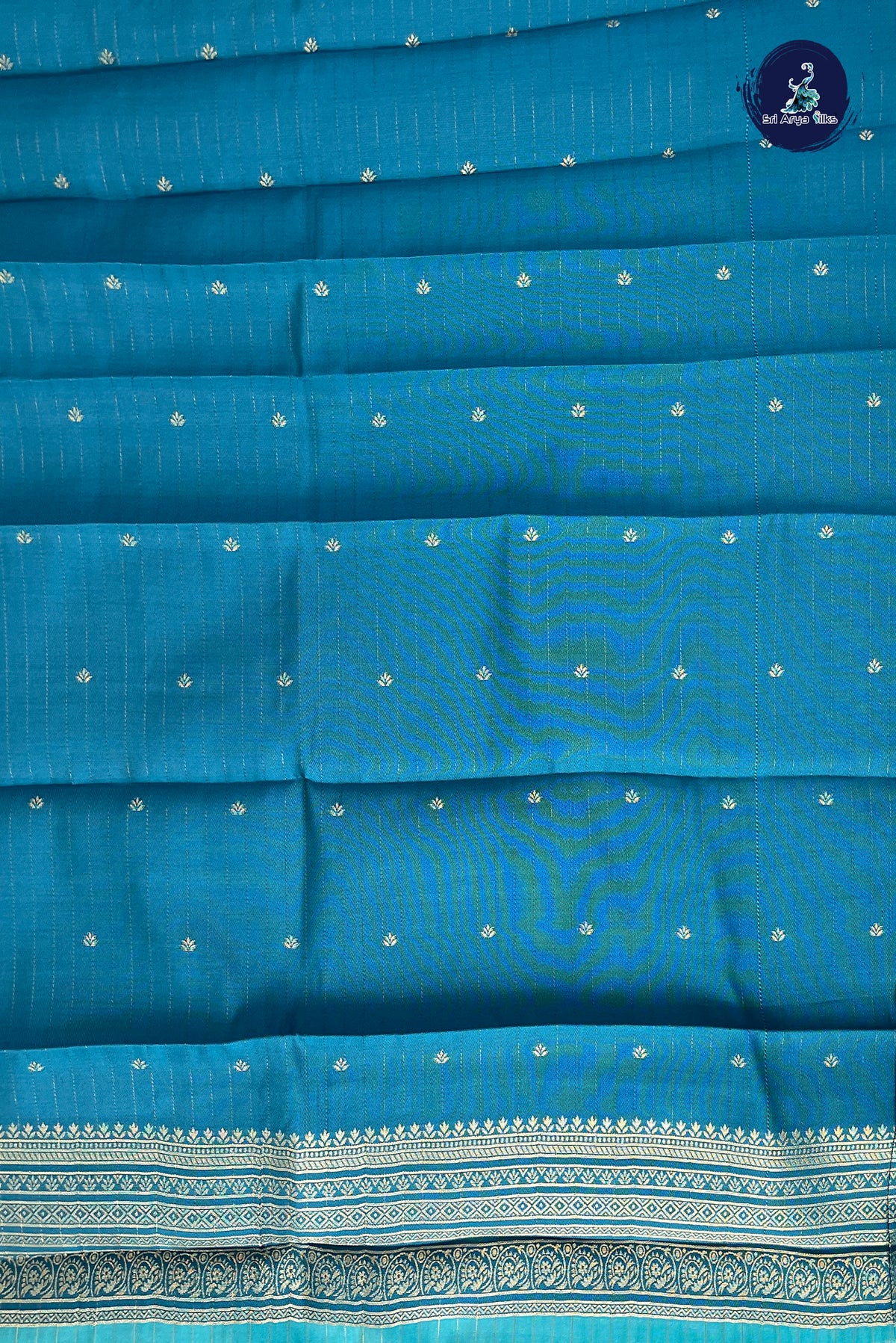 Dual Tone Blue Semi Silk Saree With Zari Checked Pattern