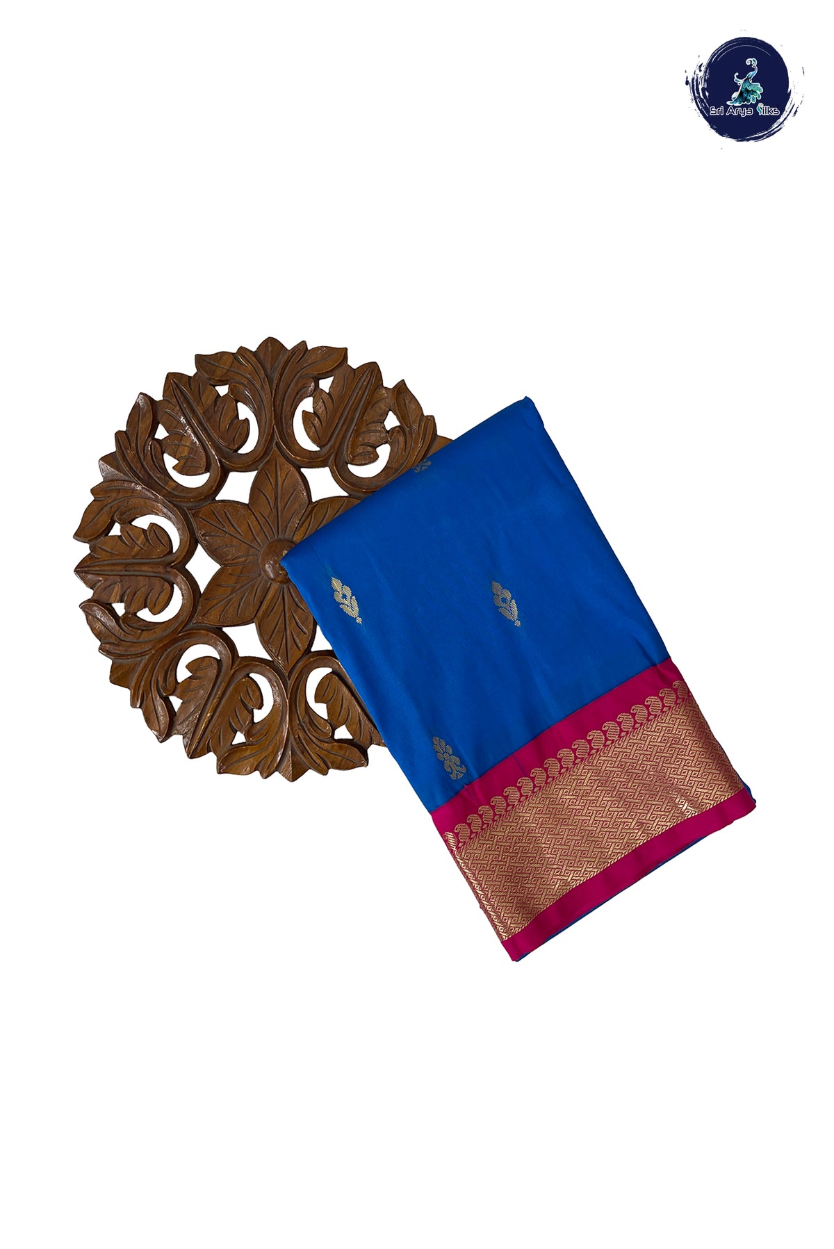 Blue Semi Silk Saree With Zari Buttas Pattern